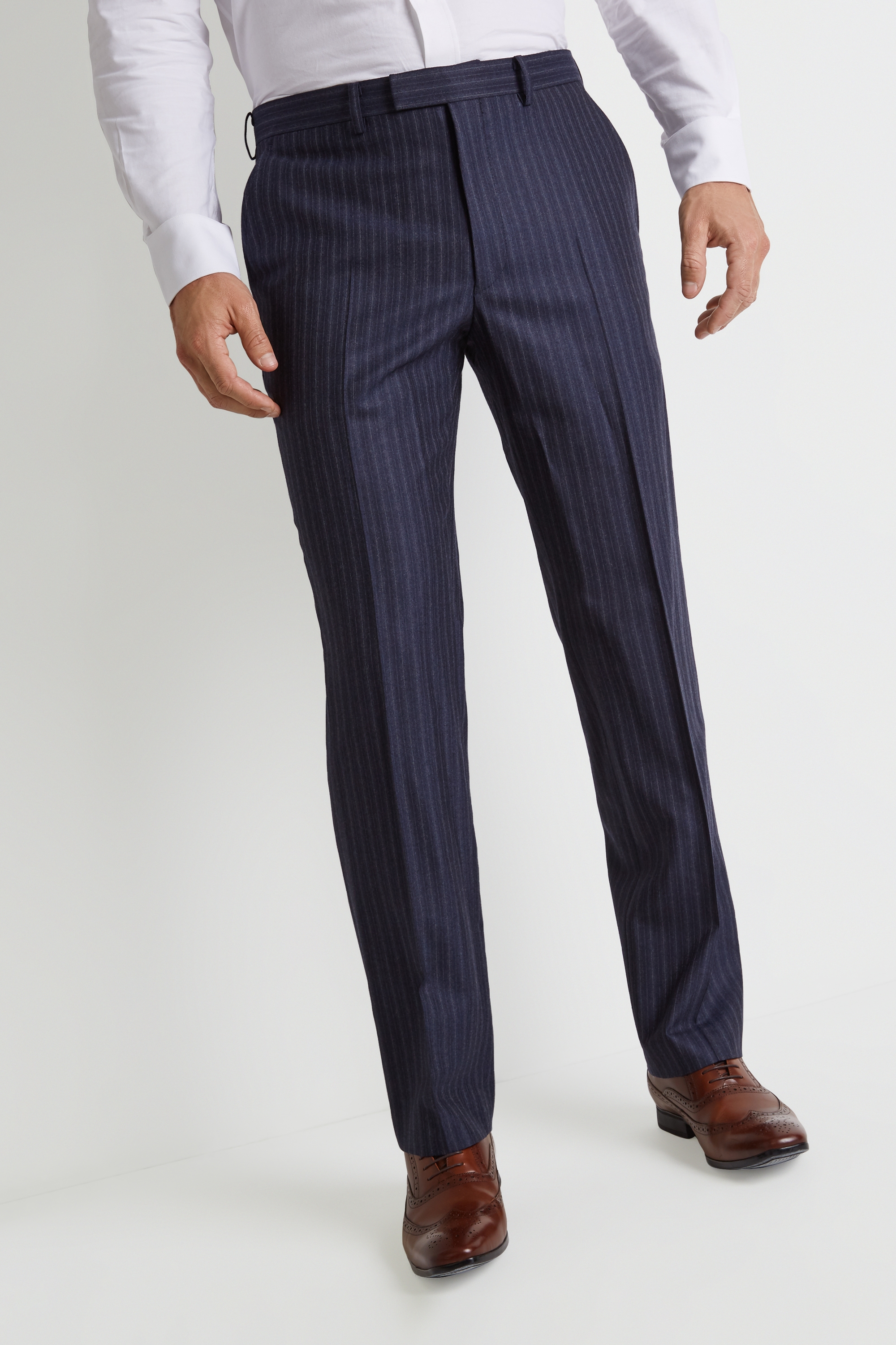 Savoy Taylors Guild Regular Fit Navy Double Stripe Trousers