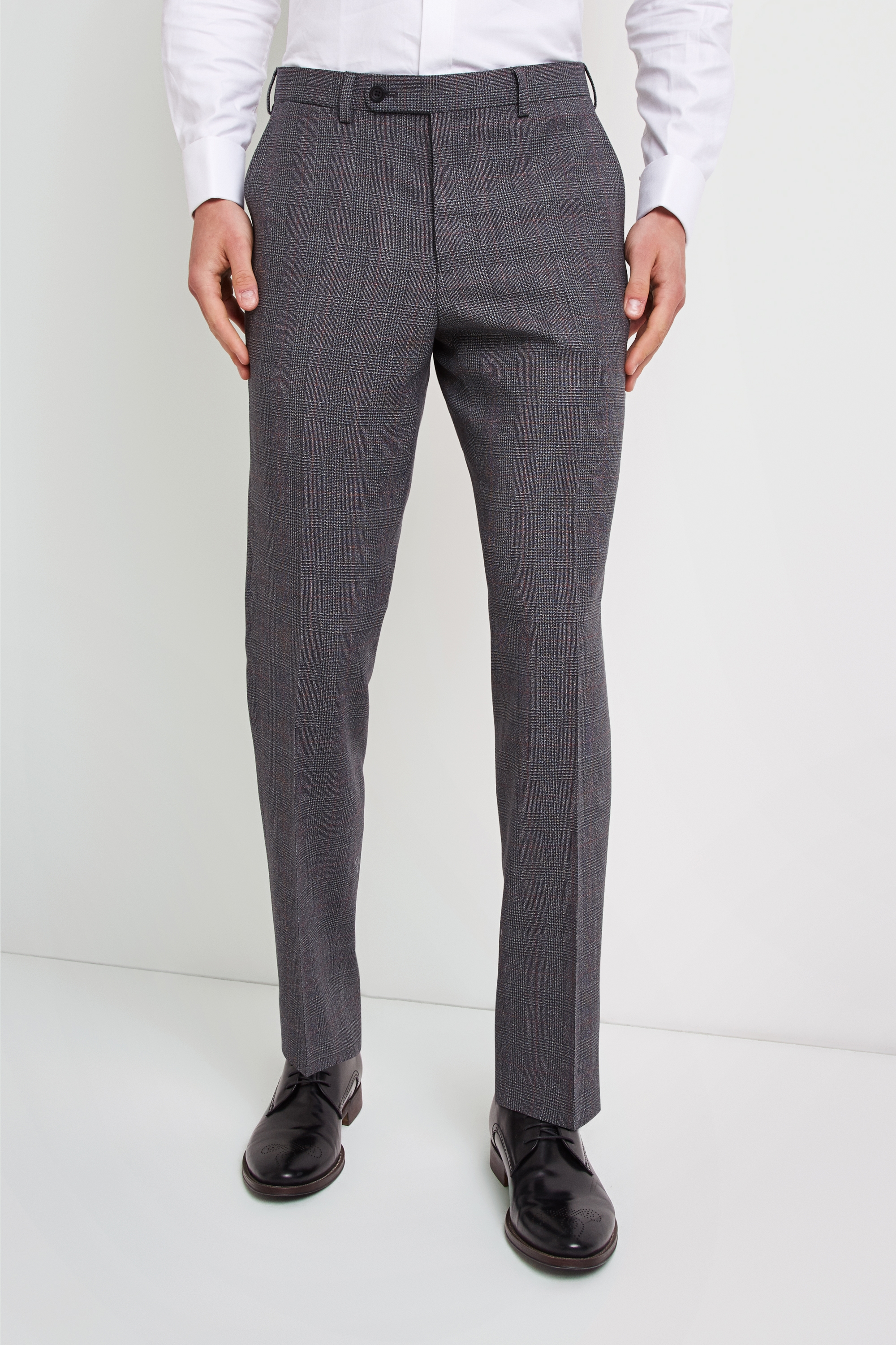 Ermenegildo Zegna Cloth Tailored Fit Grey with Red Check Trousers