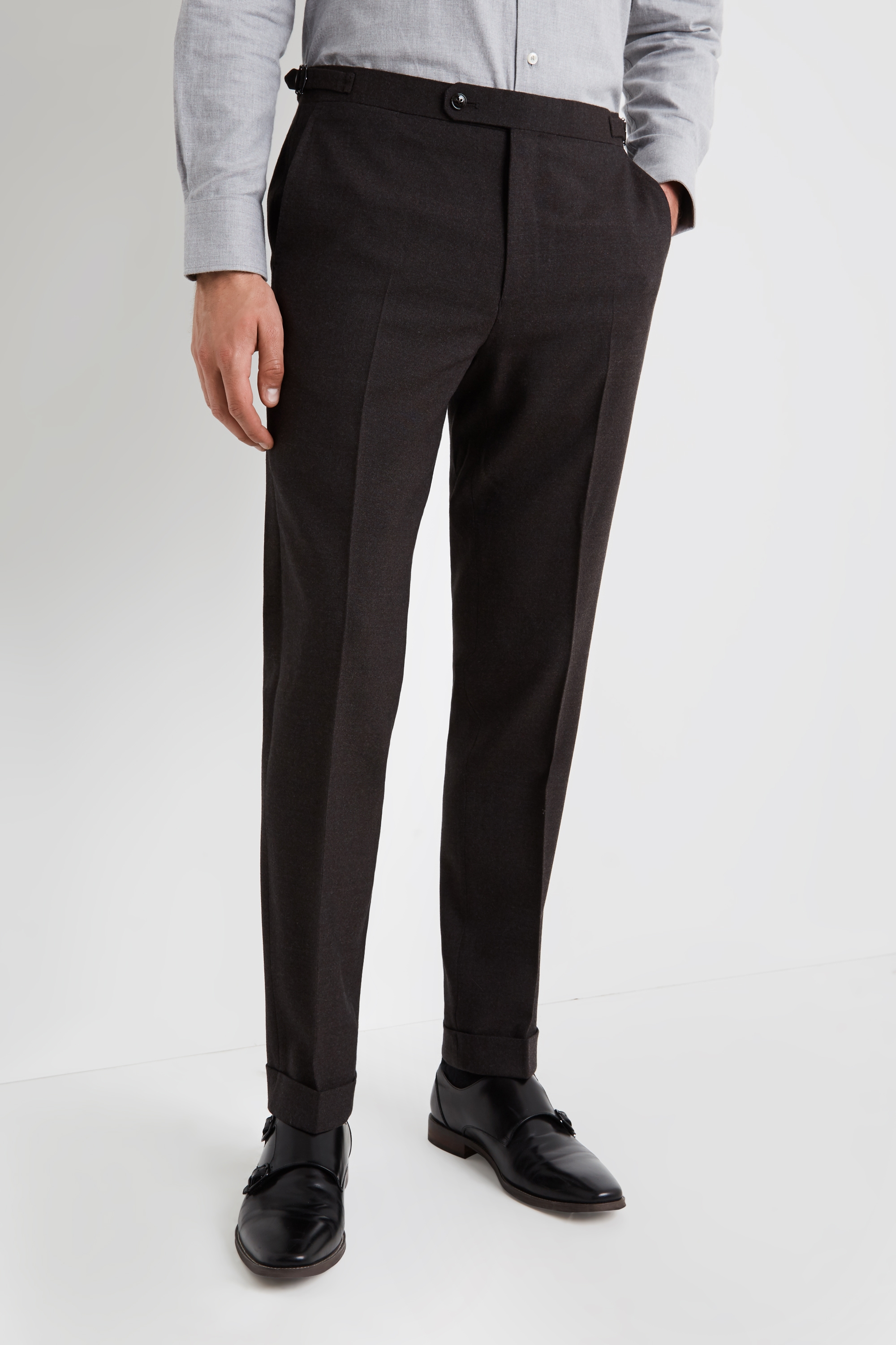 Ermenegildo Zegna Cloth Tailored Fit Chocolate Wool Trousers