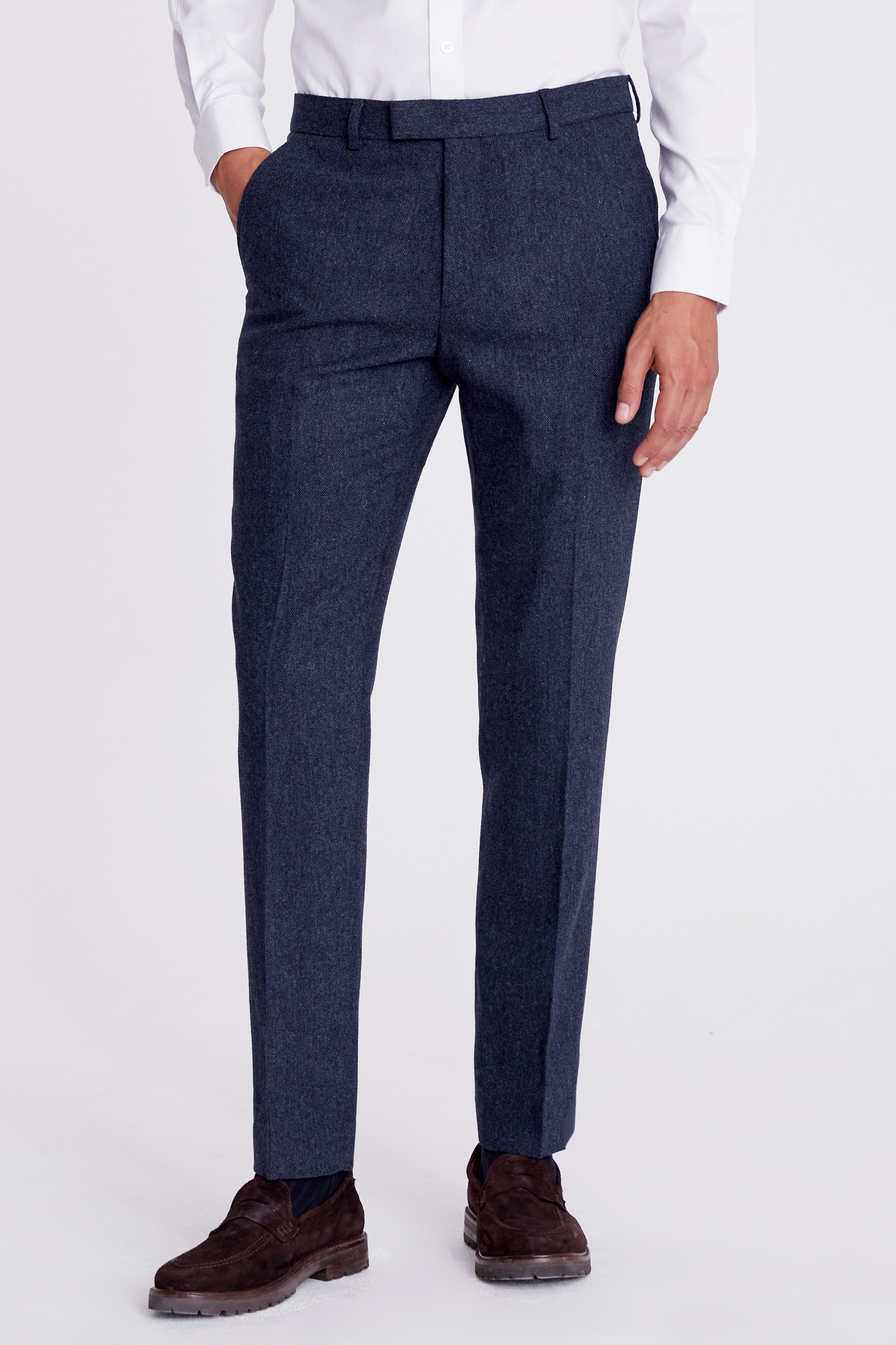 Slim Fit Blue Donegal Trousers | Buy Online at Moss