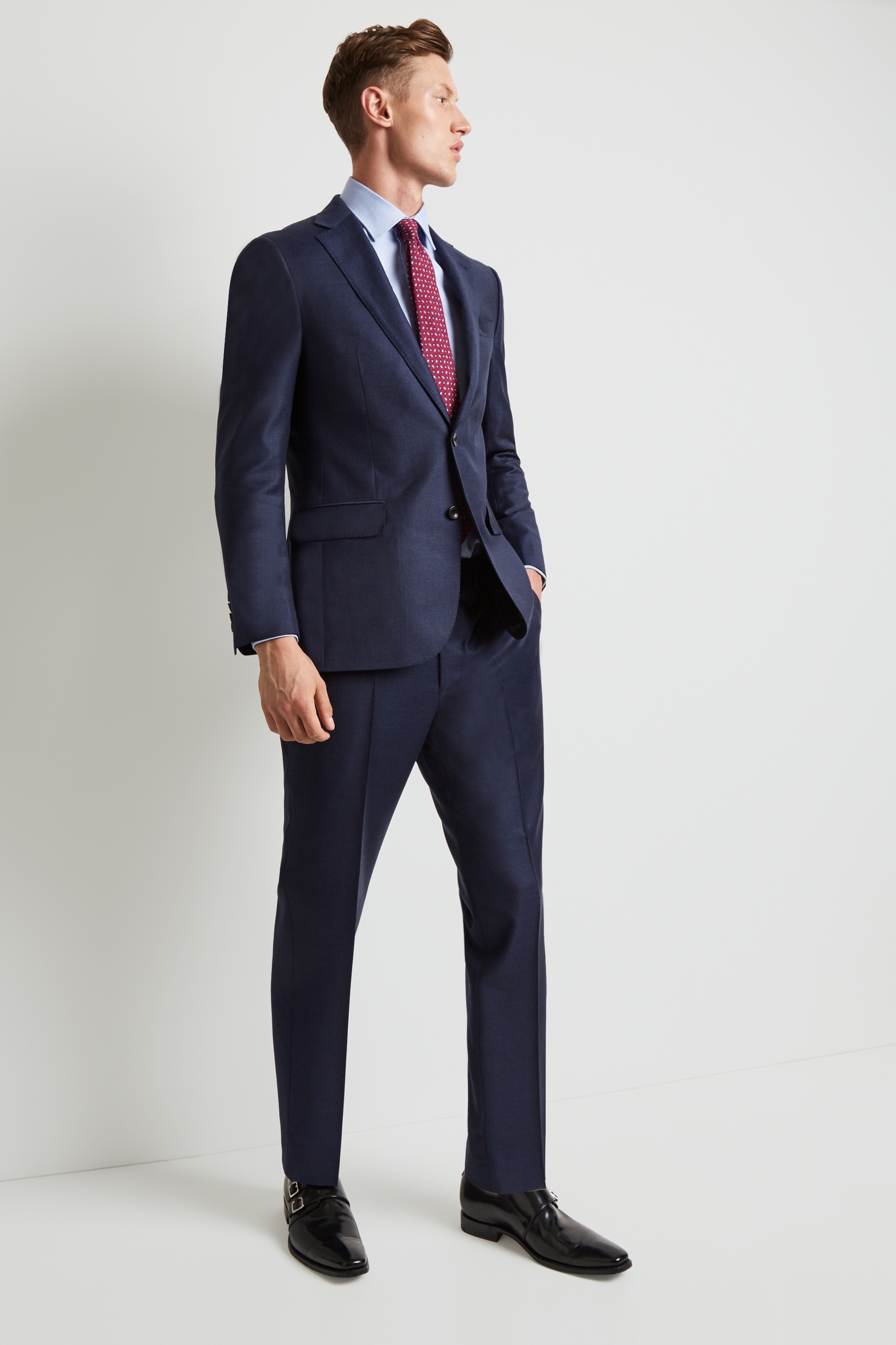 Ermenegildo Zegna Cloth Tailored Fit Blue Marl Jacket