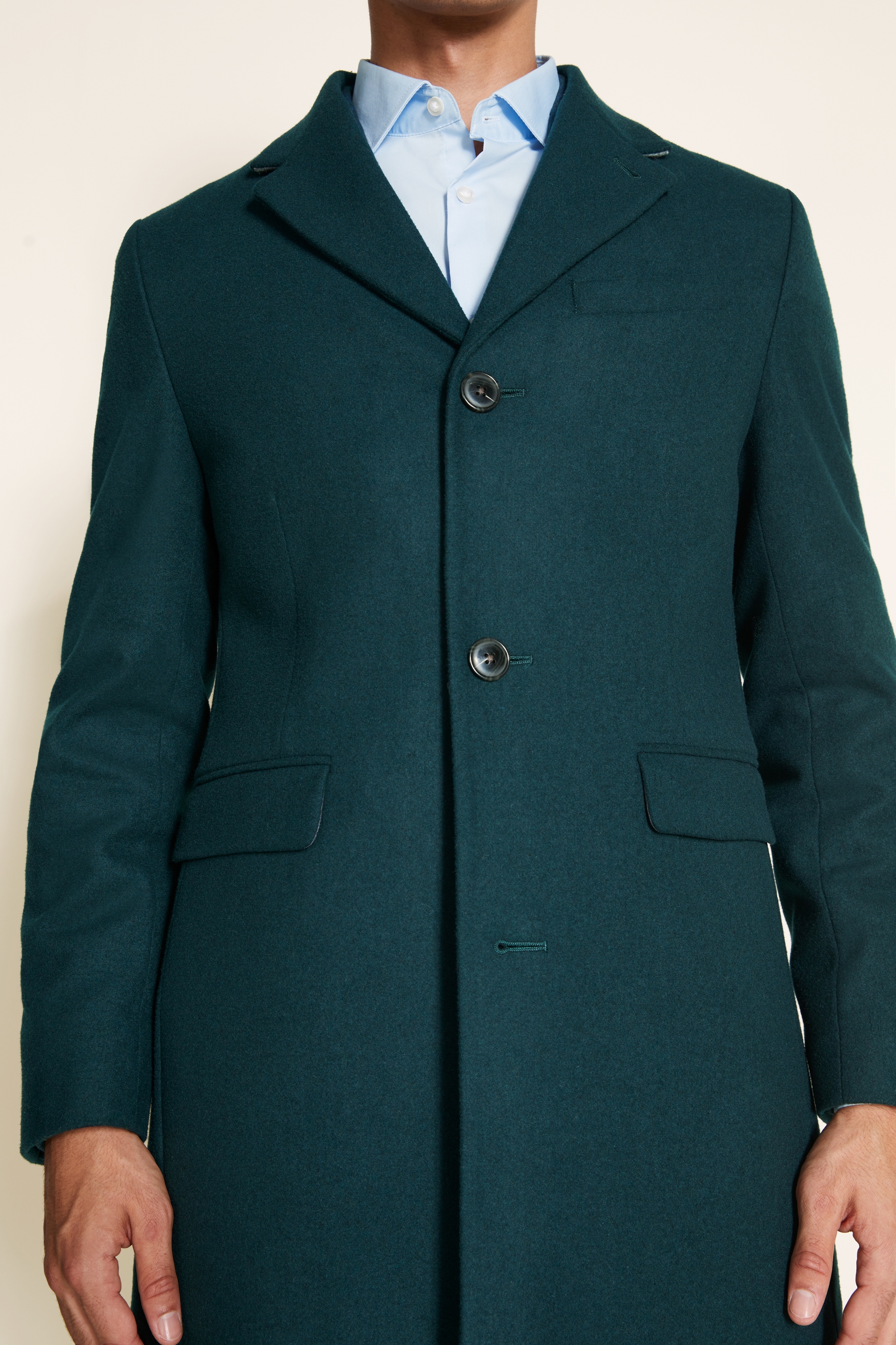 Slim Fit Teal Overcoat