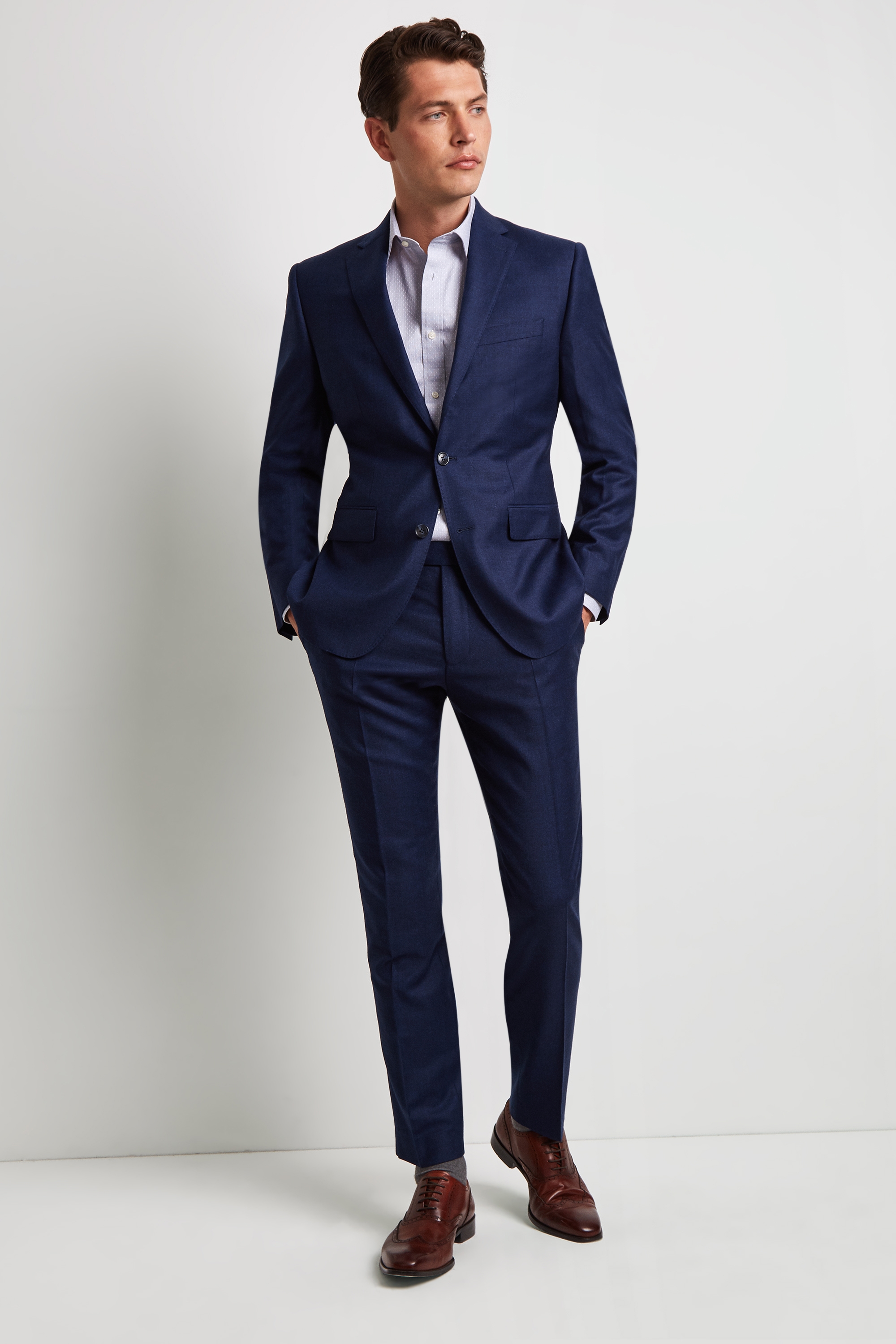 Moss 1851 Performance Tailored Fit Blue Milled Suit