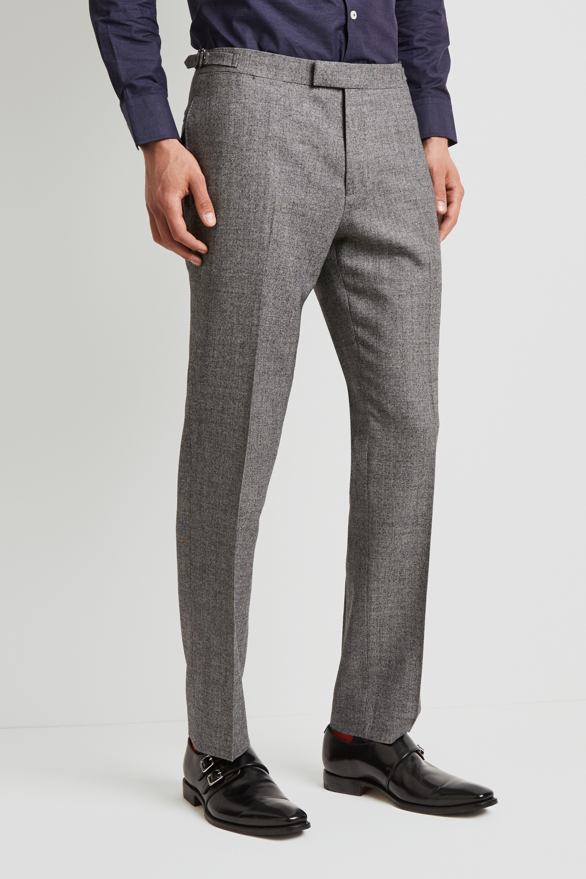 Hardy Amies Tailored Fit Black and White Texture Trouser