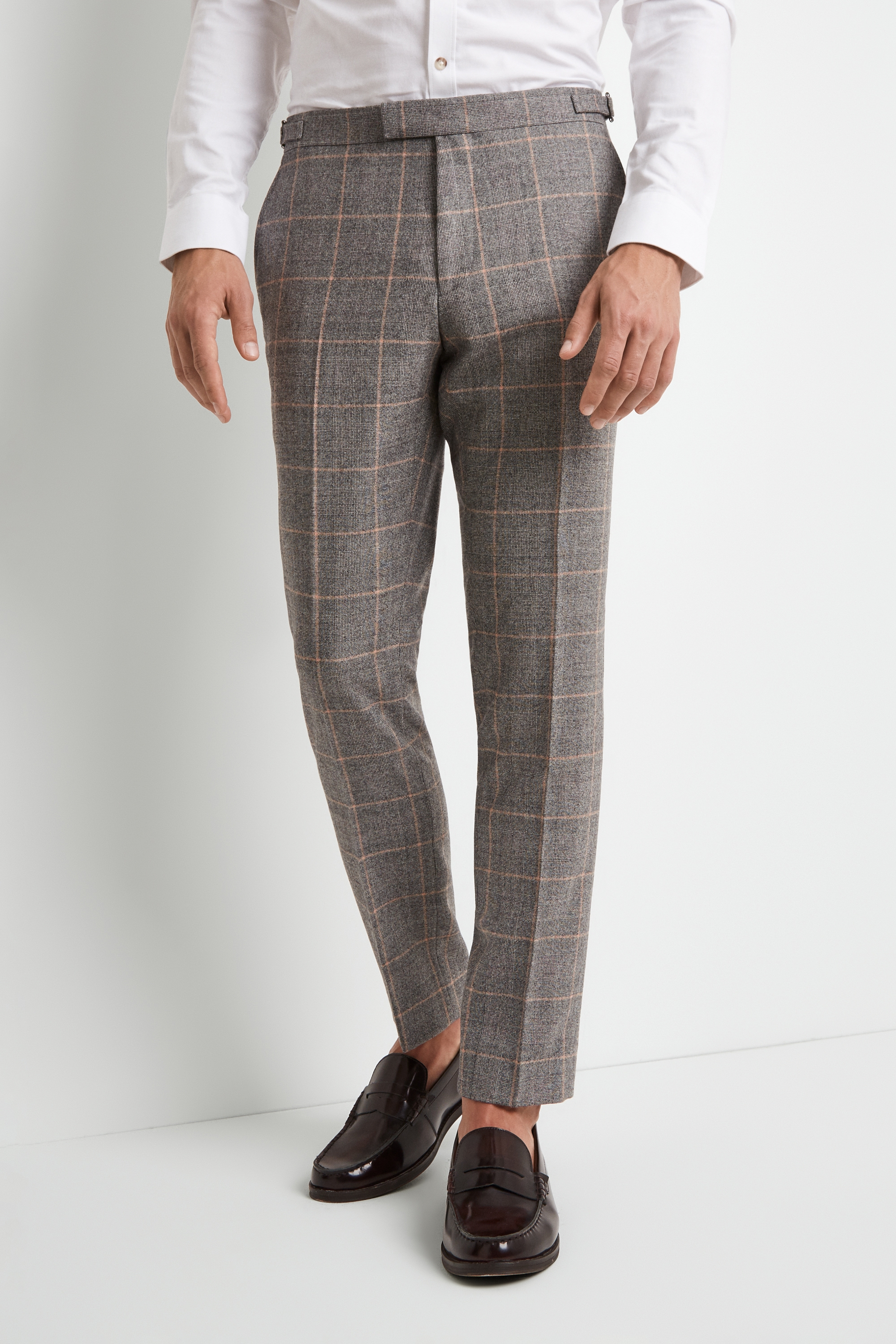 skinny grey check trousers