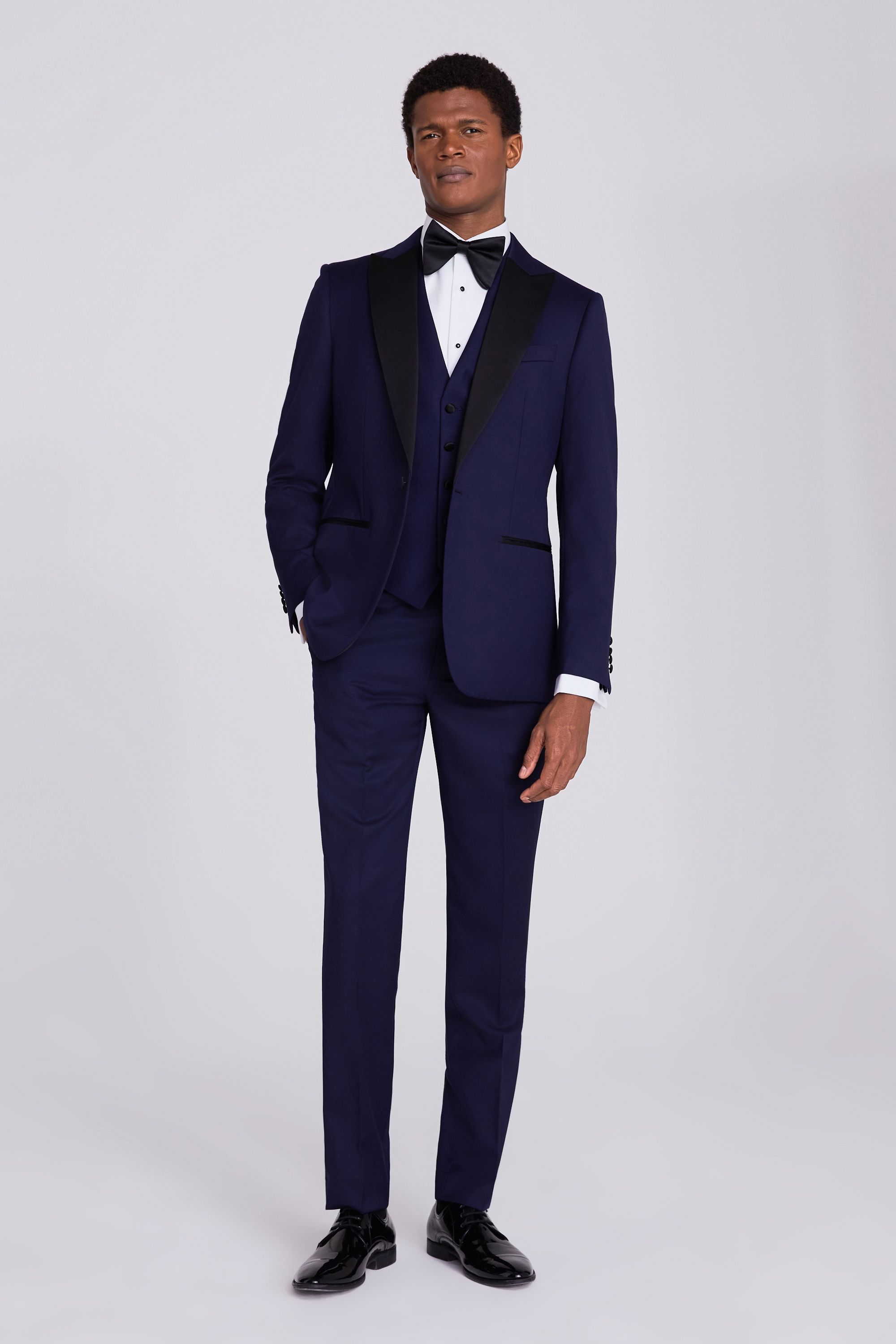 Tailored Fit Navy Twill Tuxedo Jacket | Buy Online at Moss