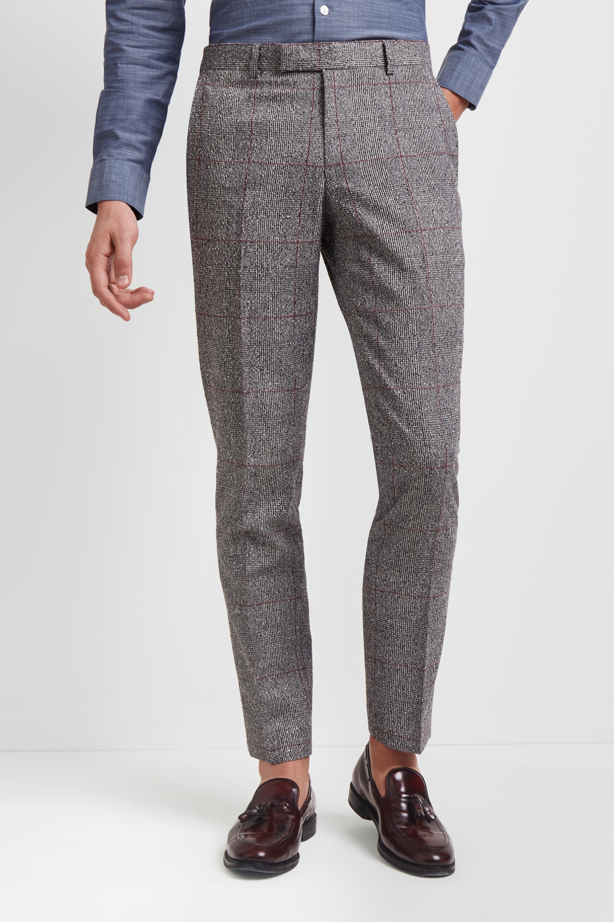 red skinny suit pants