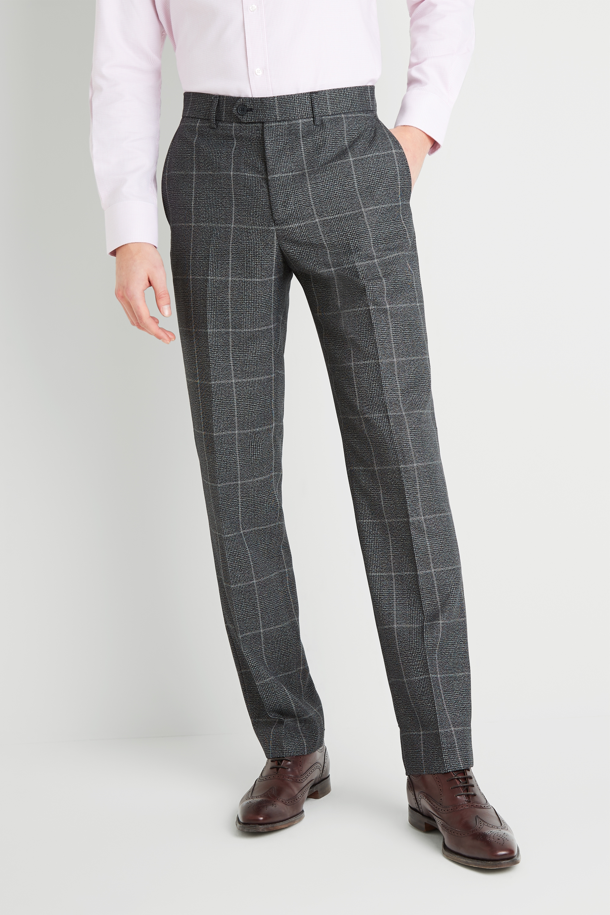 Moss Esq. Regular Fit Bold Prince of Wales Check Trousers