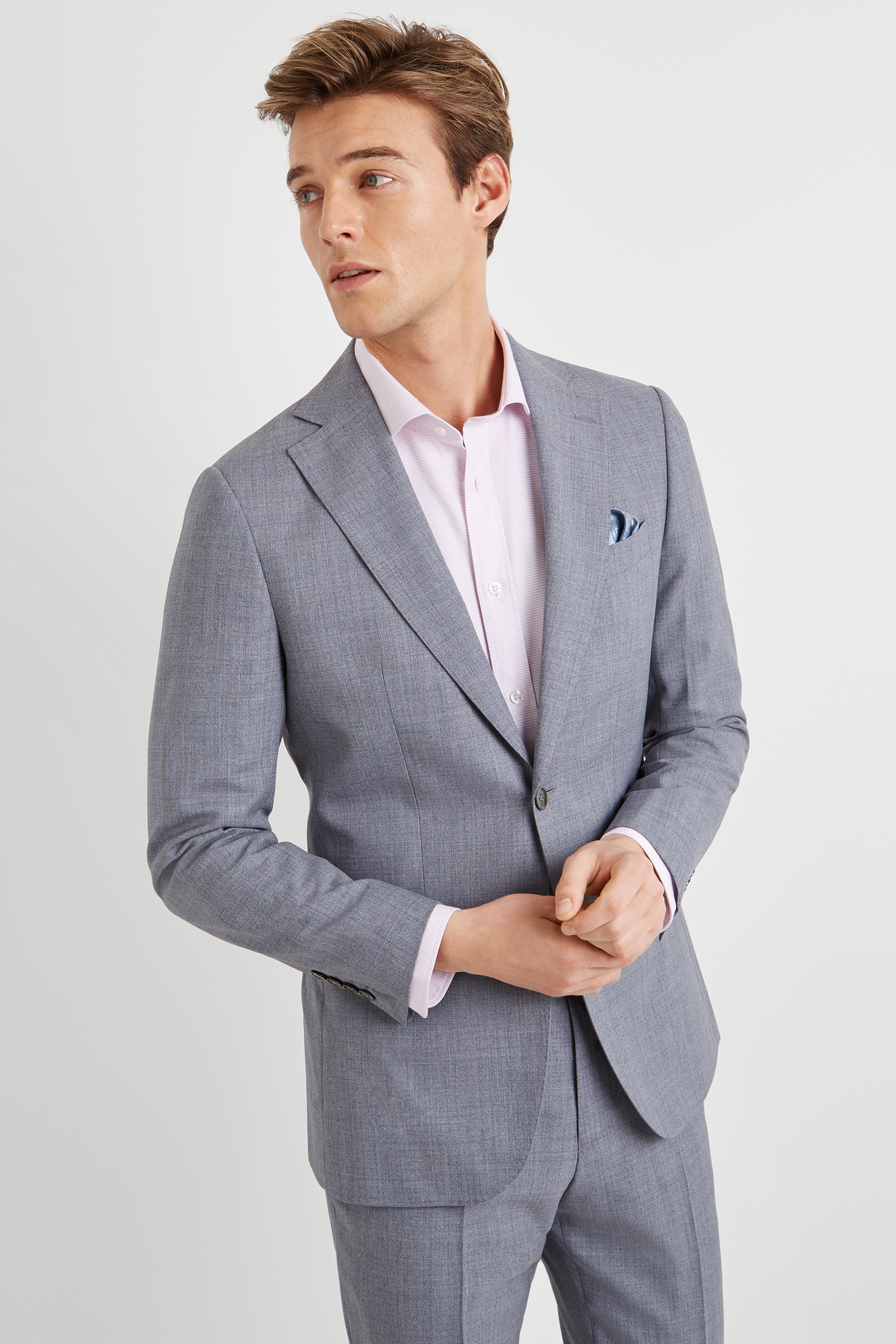 Moss 1851 Tailored Fit Light Blue Crepe Jacket