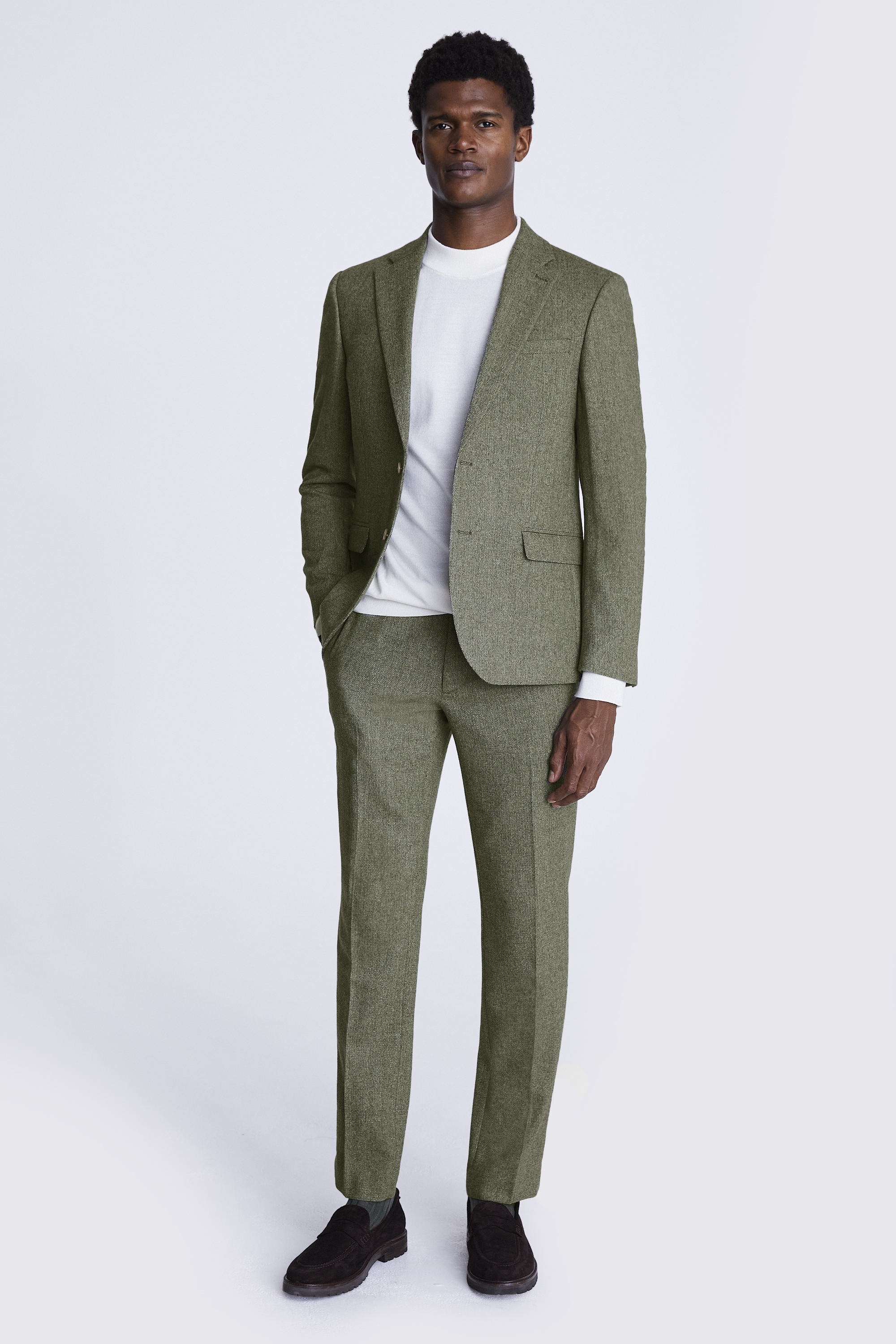 Men's Blazer Jacket Light Beige Tweed Check Slim Fit Vintage Formal Wedding Size 38