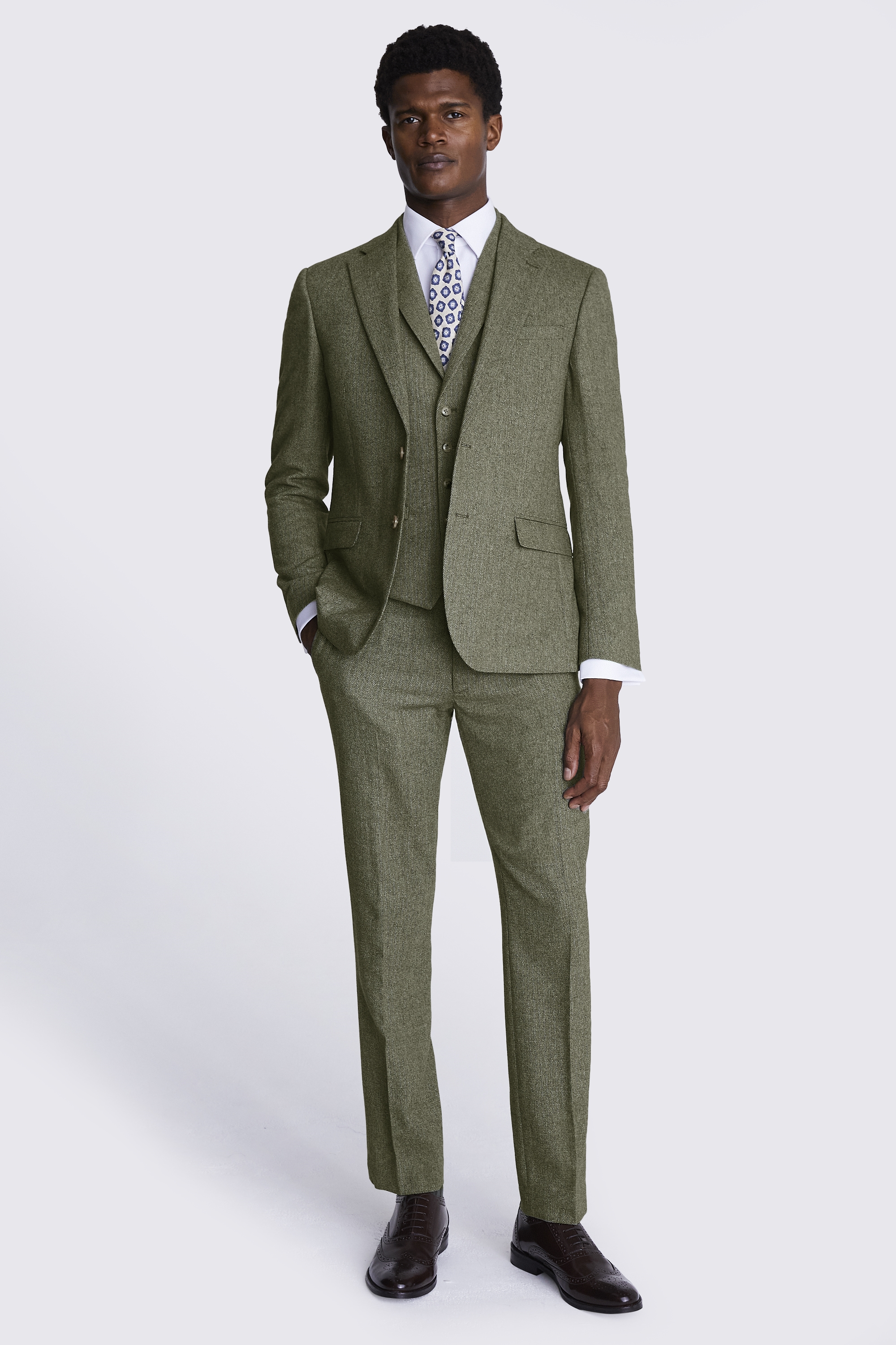 Slim Fit Sage Tweed Jacket | Buy Online at Moss