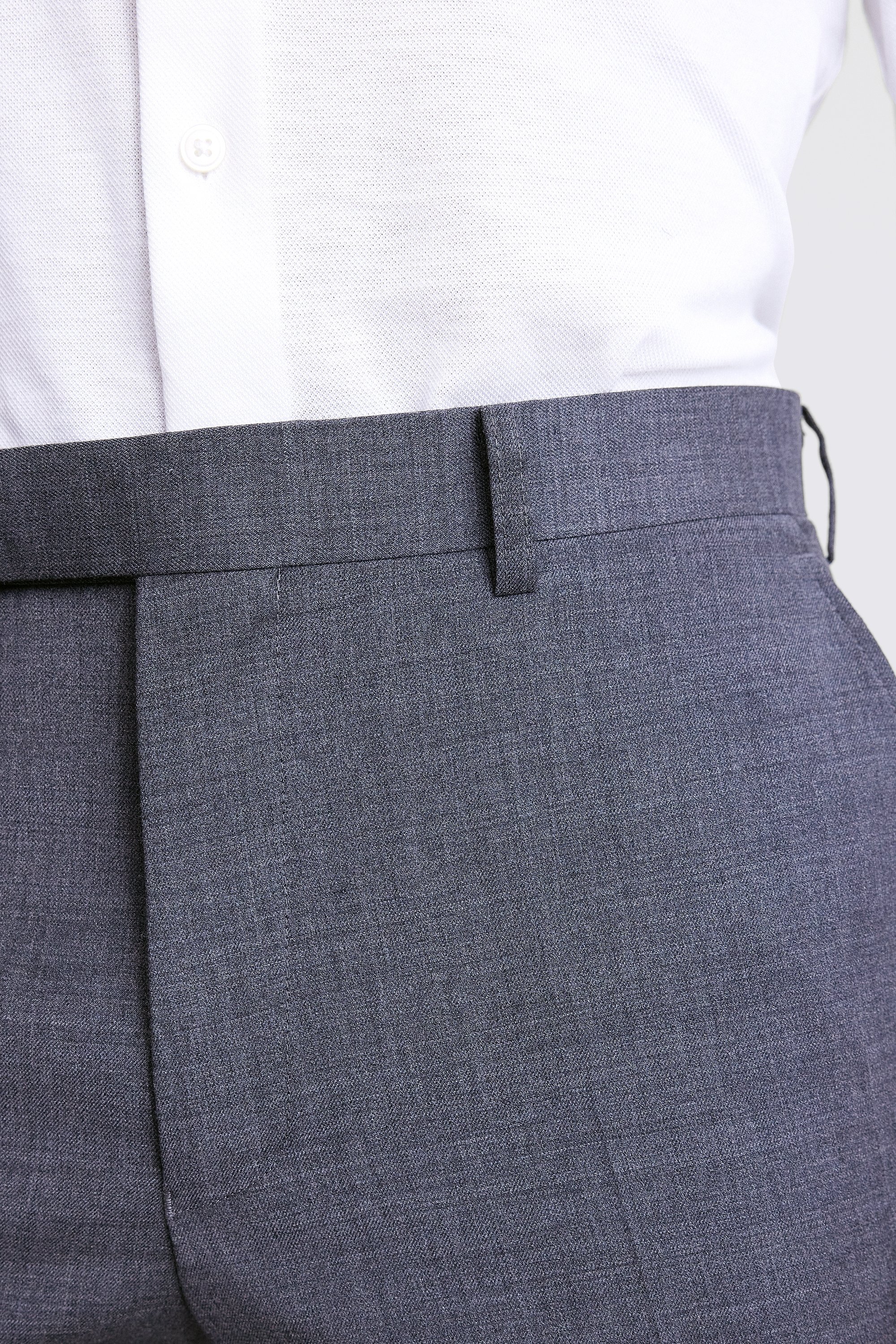 Tailored Fit Grey Twill Trousers | Buy Online at Moss