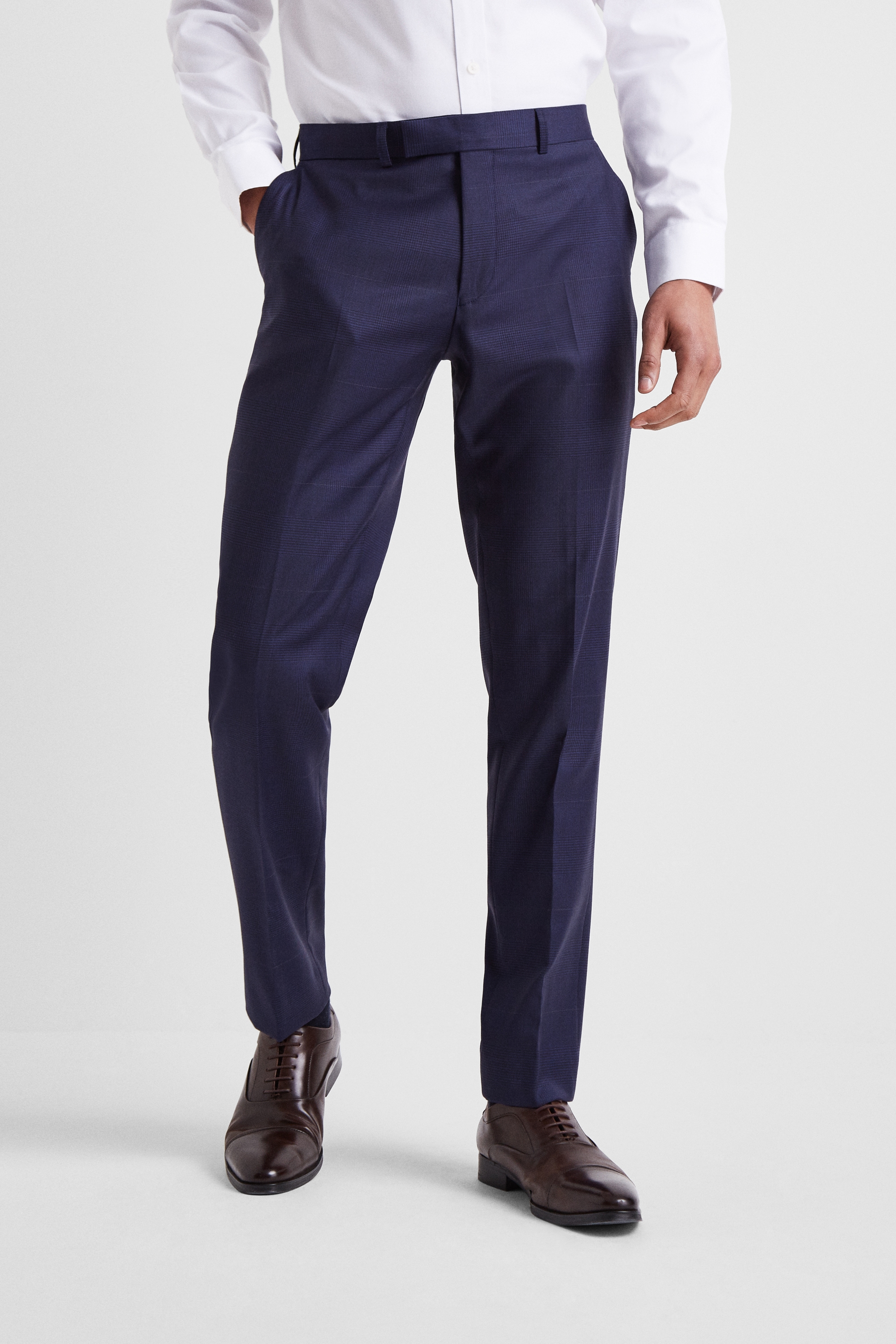 Moss 1851 Tailored Fit Subtle Blue CheckTrousers