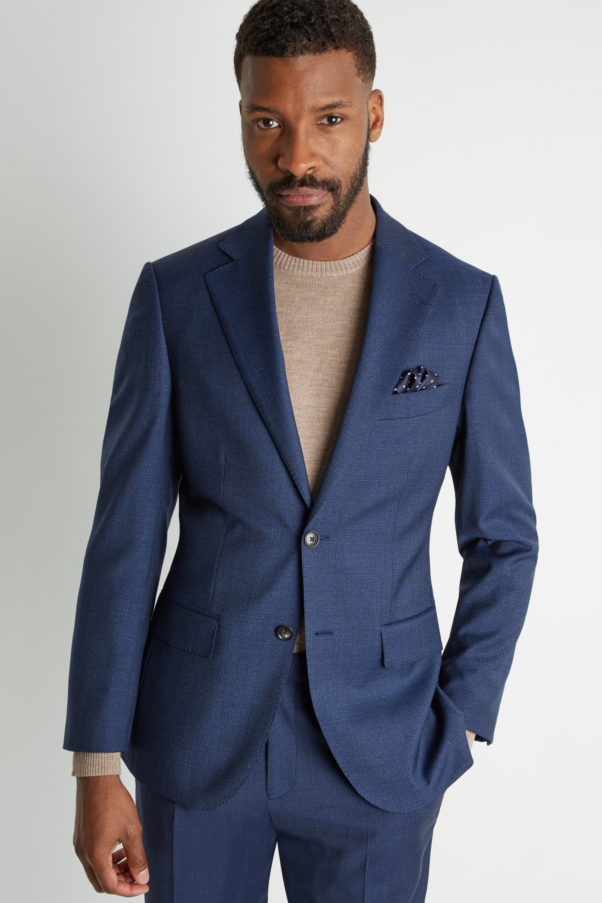 Tailored Fit Blue Houndstooth Jacket