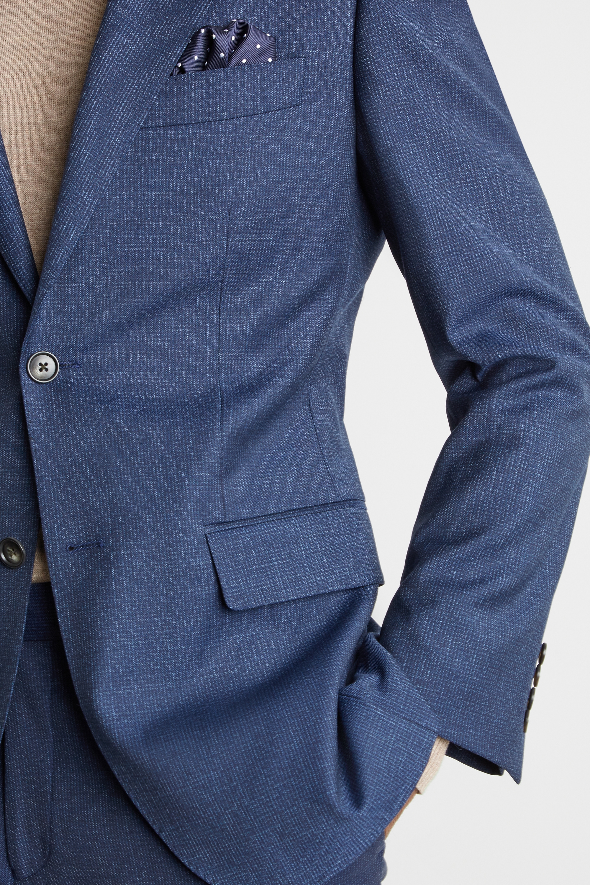 Tailored Fit Blue Houndstooth Jacket