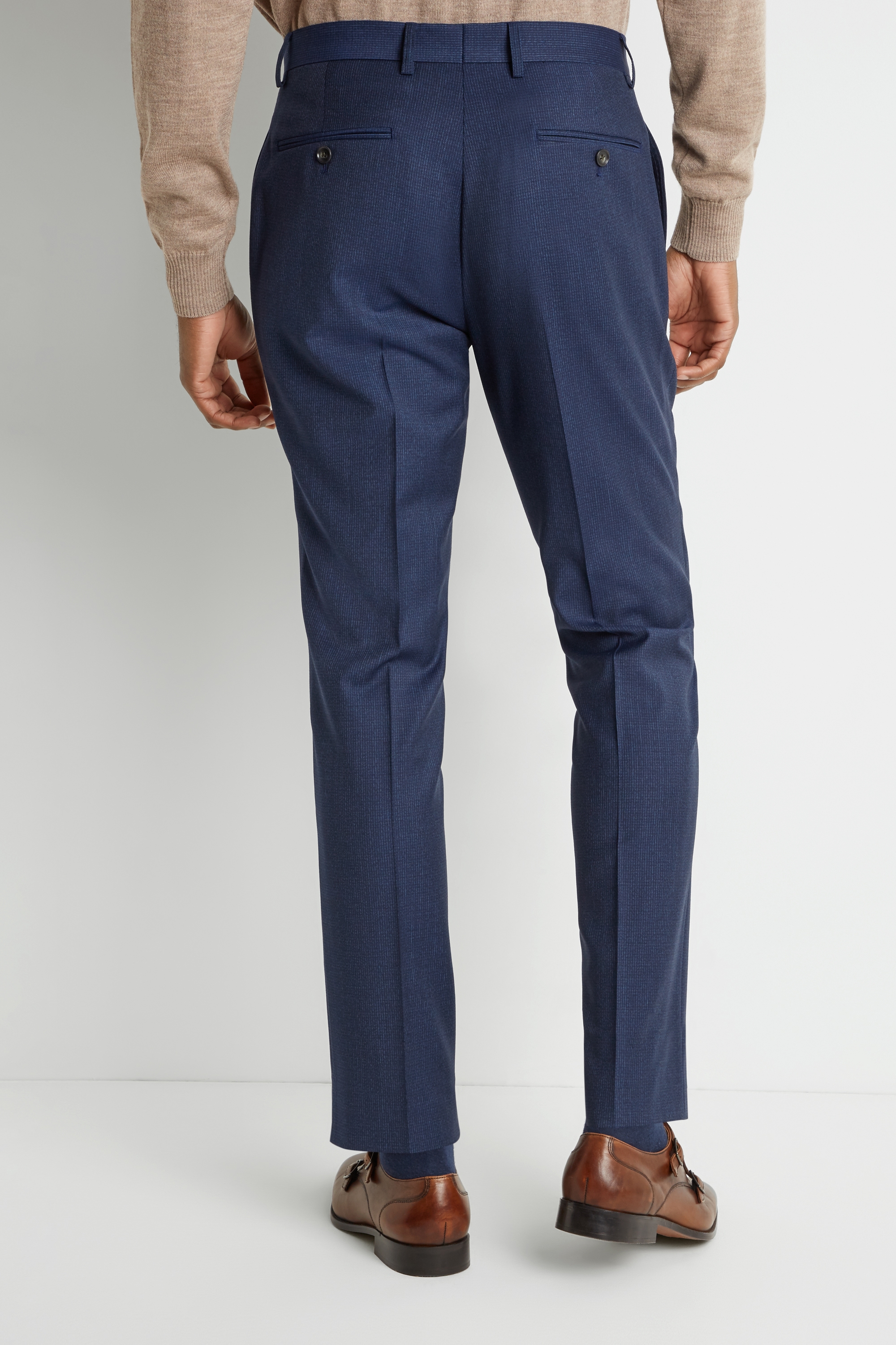 Tailored Fit Blue Houndstooth Pants