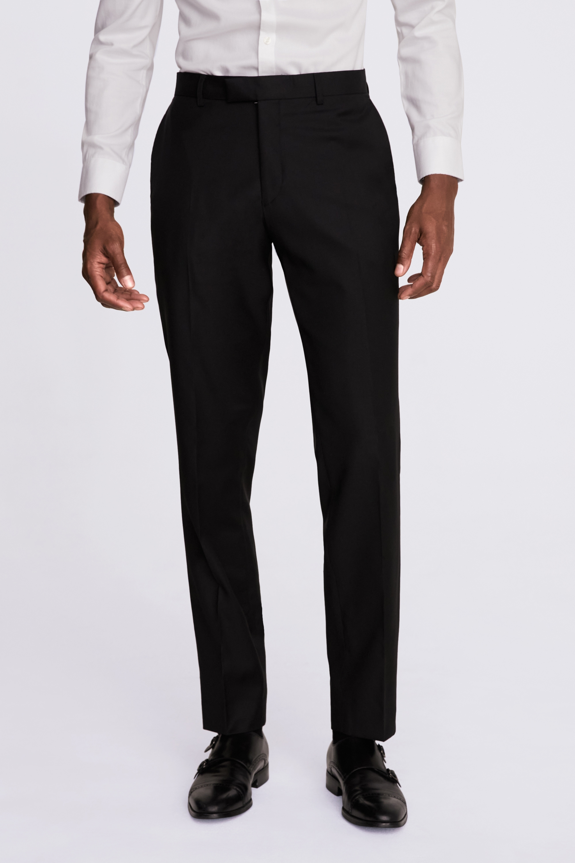 Italian Tailored Fit Black Twill Trousers | Buy Online at Moss