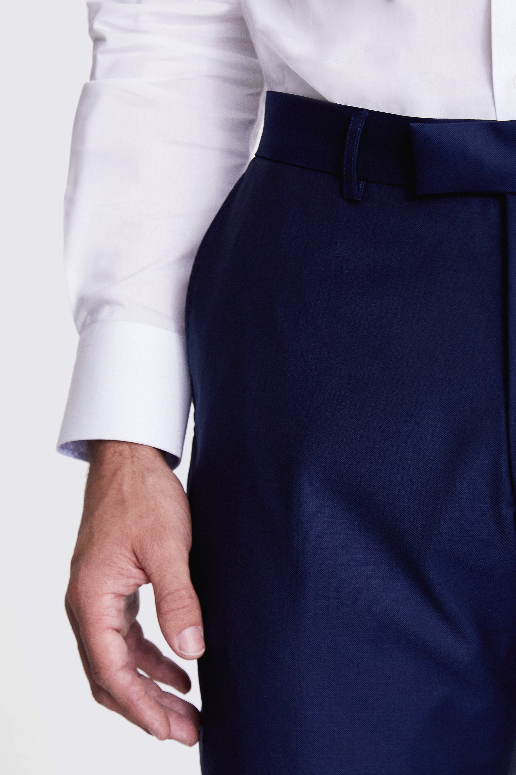 Italian Tailored Fit Navy Twill Trousers | Buy Online at Moss