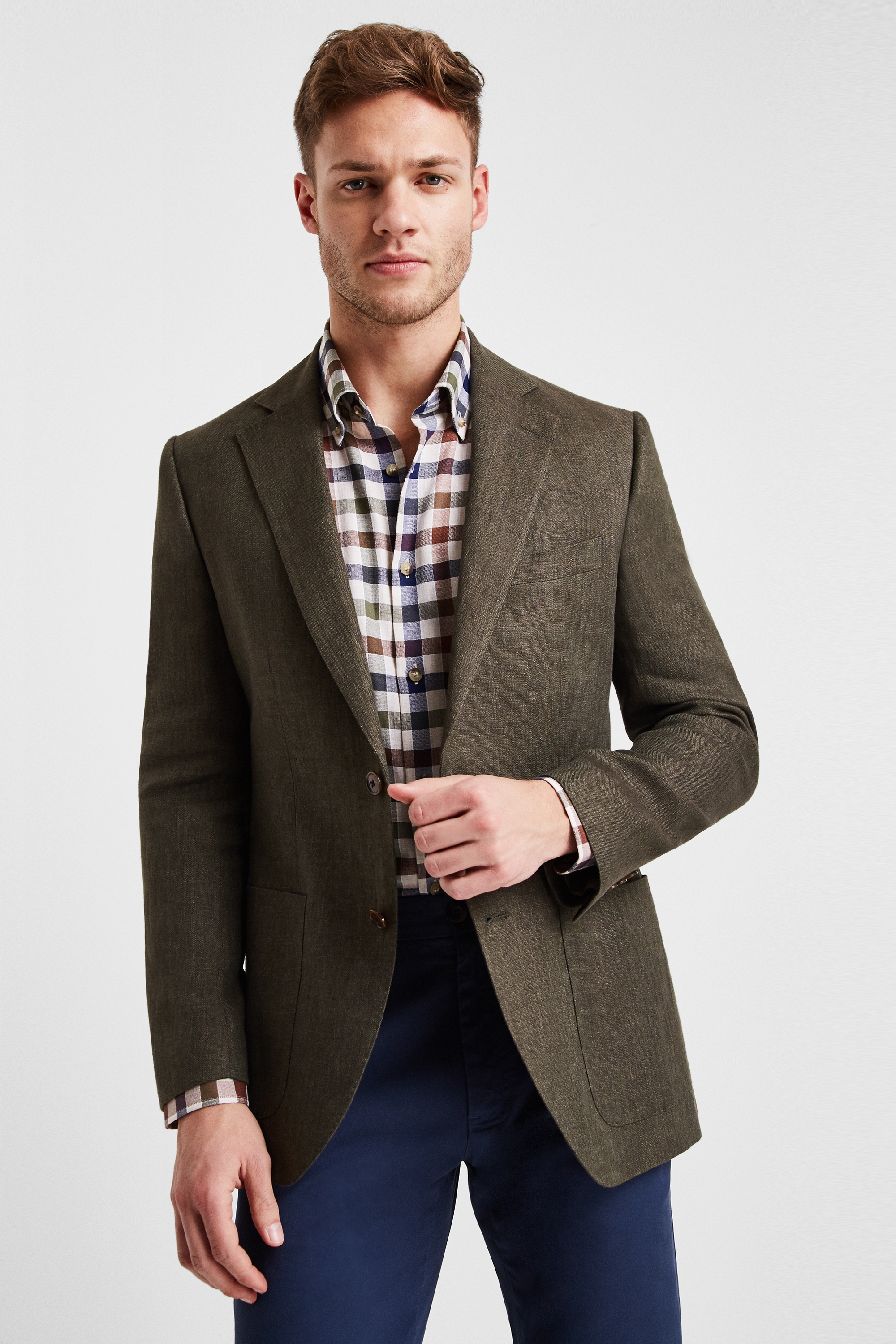 Moss 1851 Tailored Fit Khaki Linen Jacket