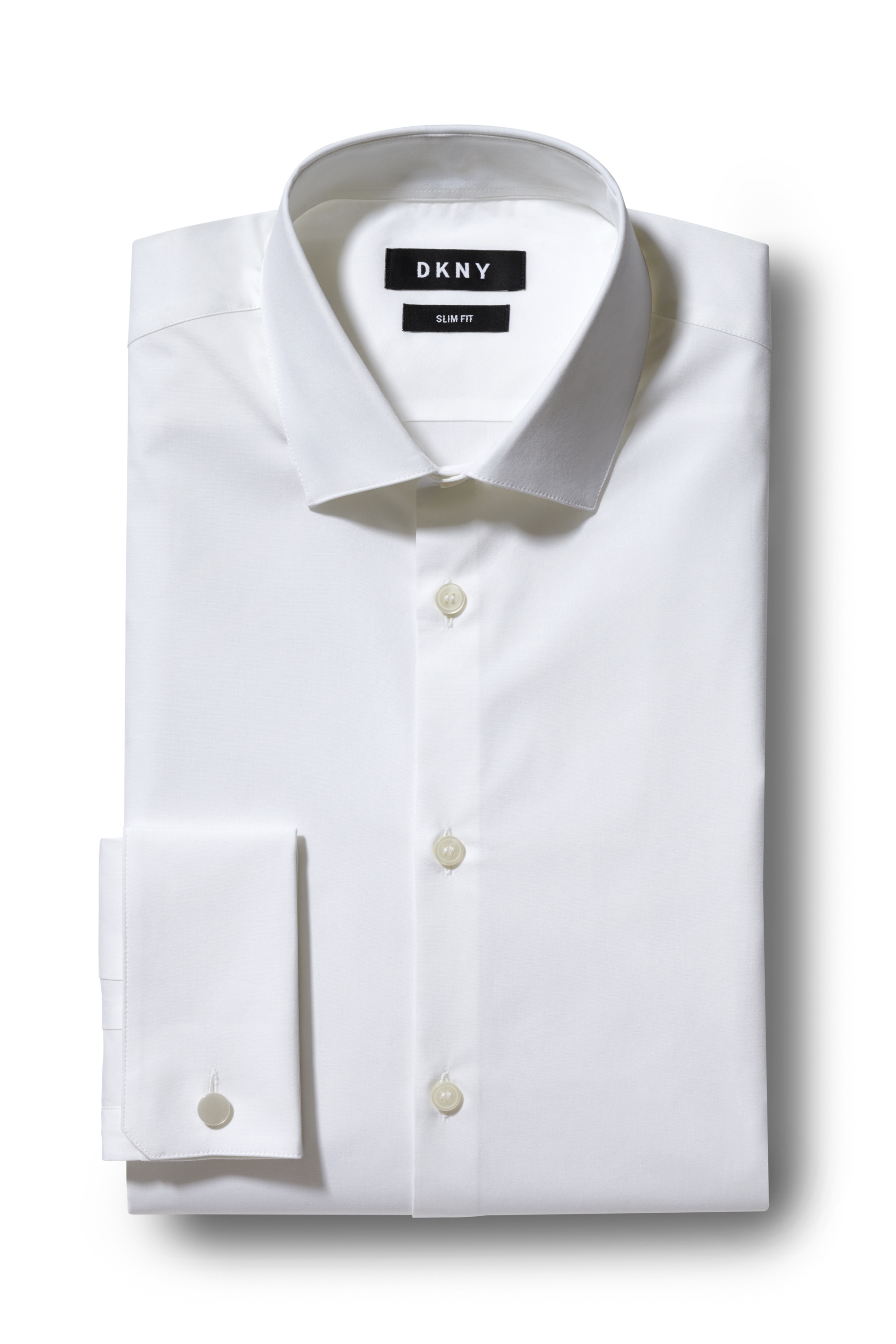 DKNY Slim Fit White Double Cuff Stretch Shirt