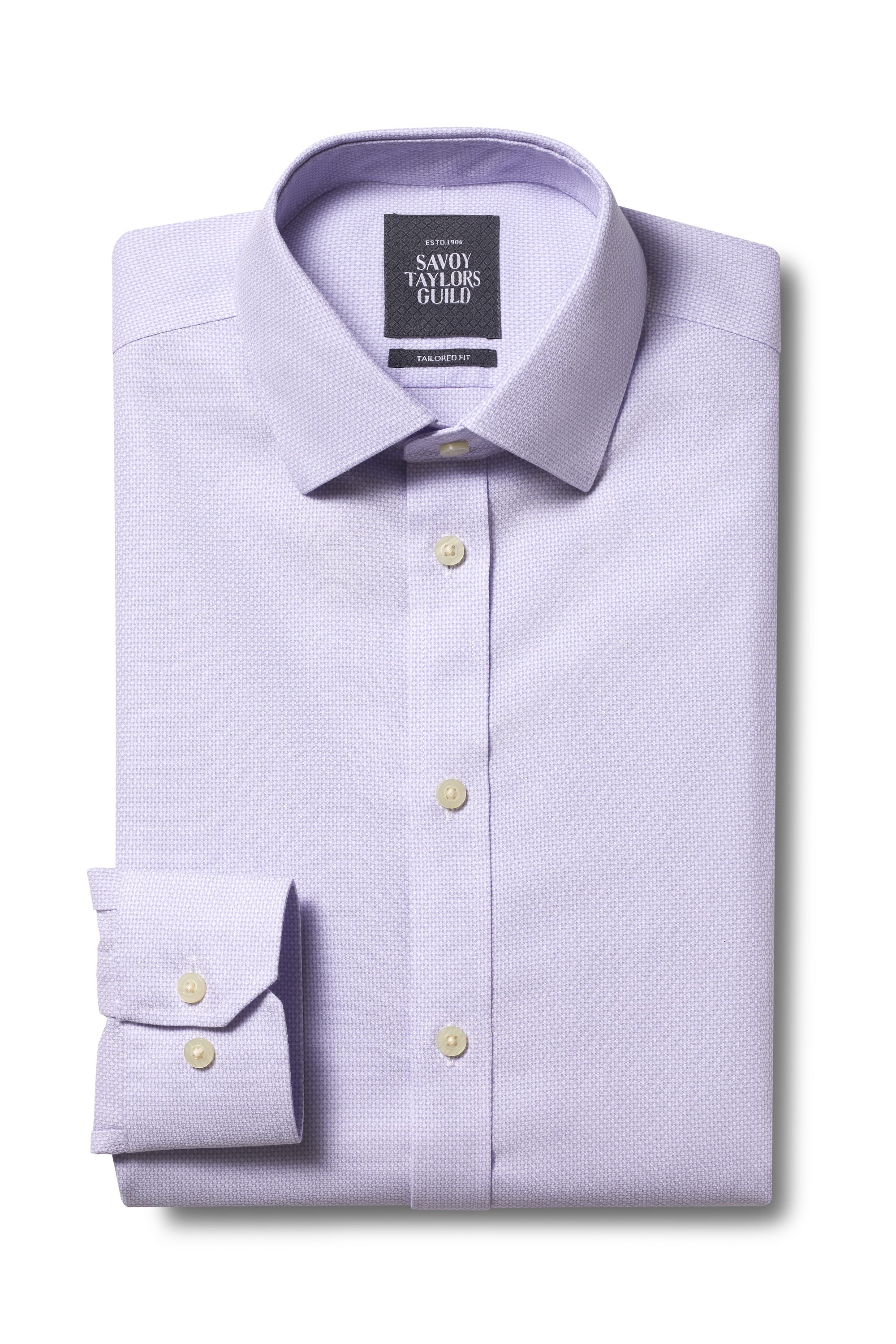 Savoy Taylors Guild Tailored Fit Lilac Single Cuff Honeycomb Texture ...