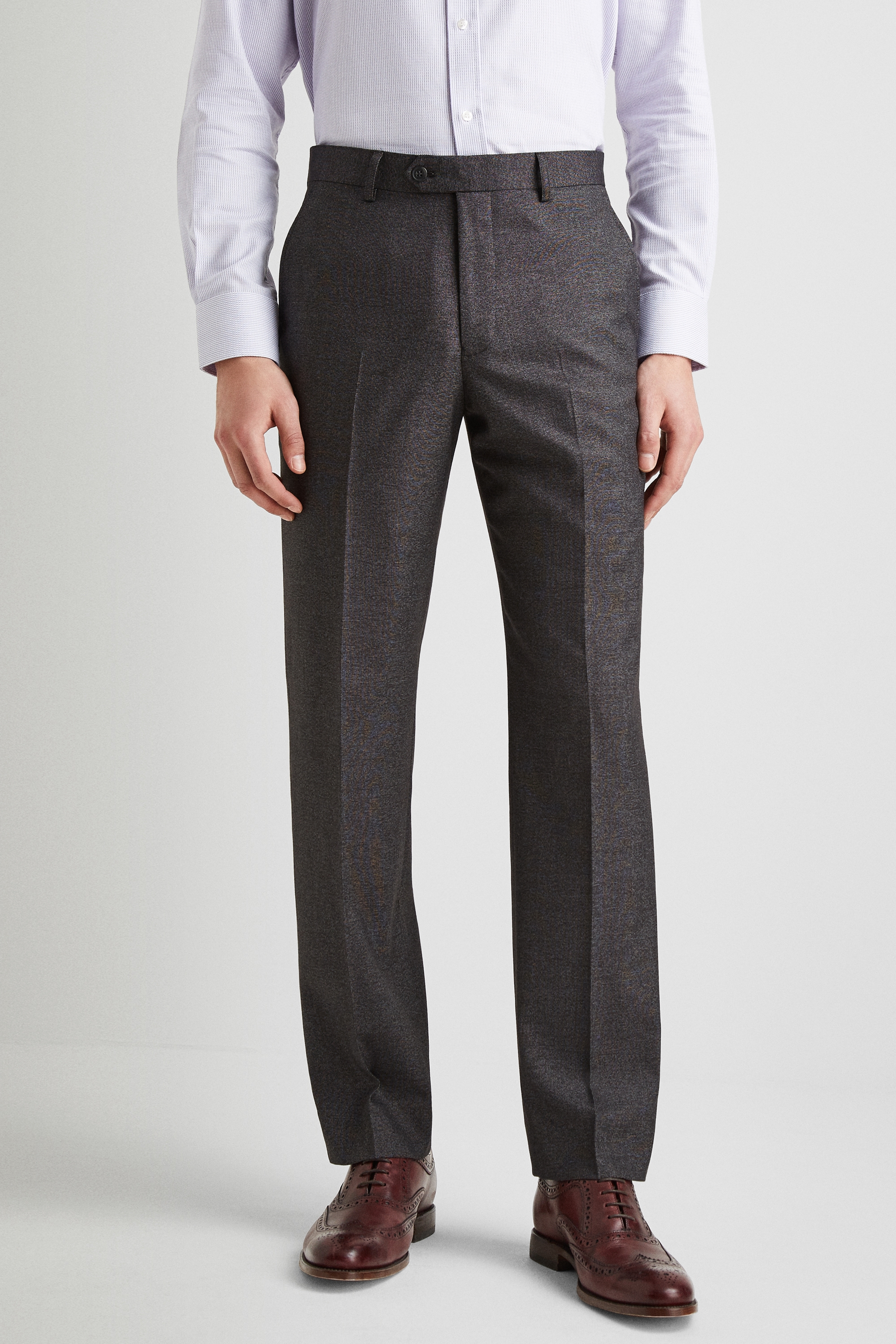Moss Esq. Regular Fit Grey Textured Trouser