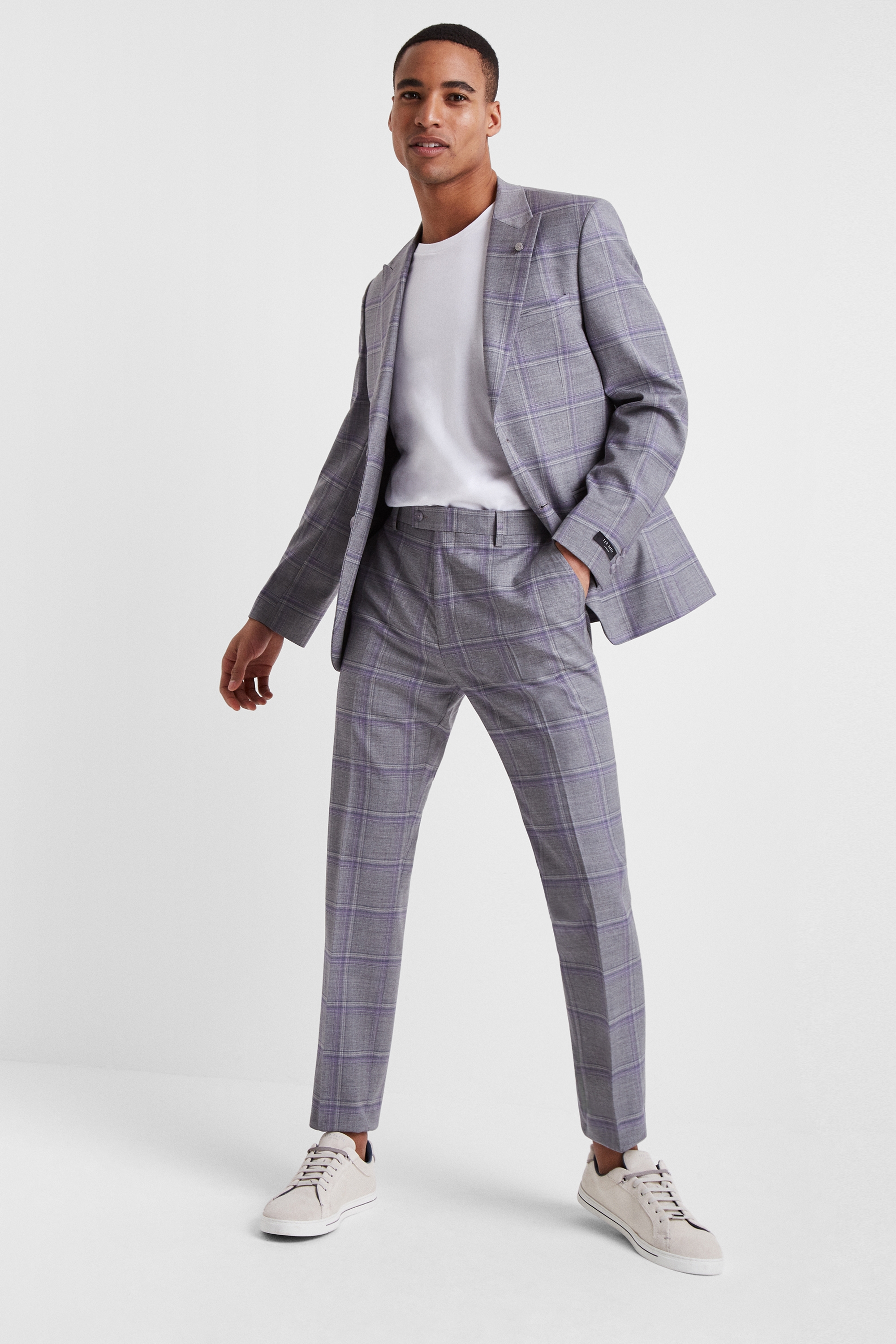 Ted Baker Slim Fit Grey with Lilac Check Suit