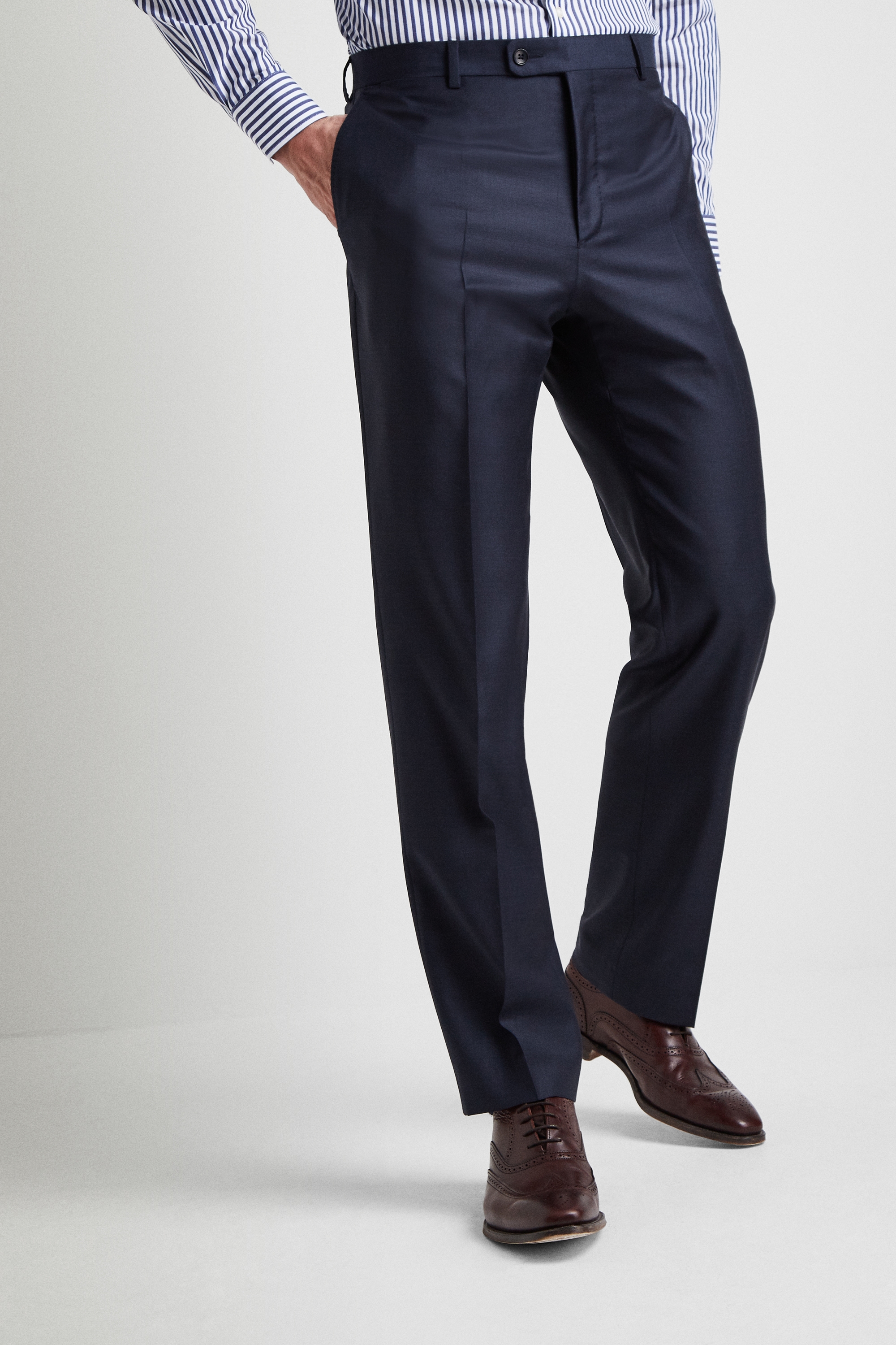 Ermenegildo Zegna Cloth Regular Fit Plain Blue Trousers