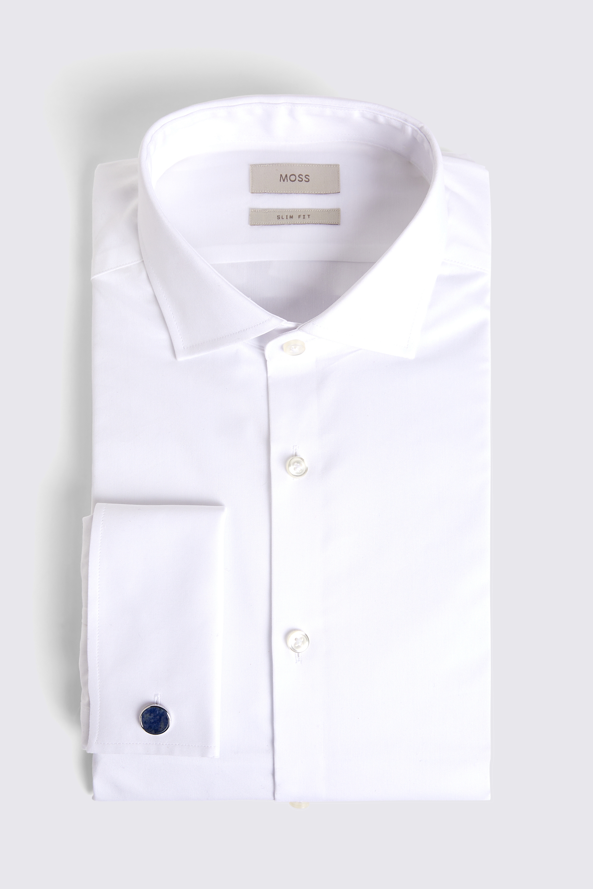 Slim Fit White Double Cuff Stretch Shirt | Buy Online at Moss