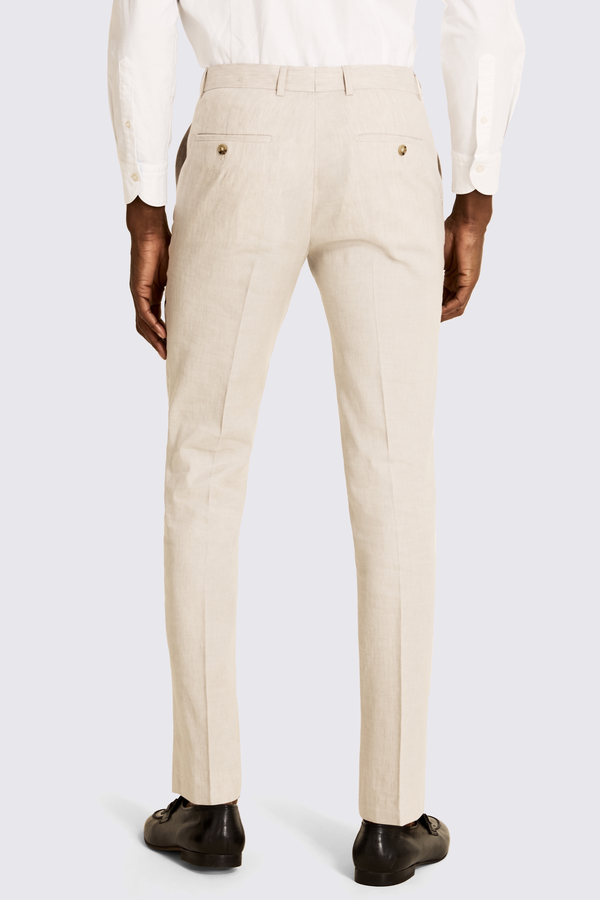 Slim Fit Beige Linen Trousers