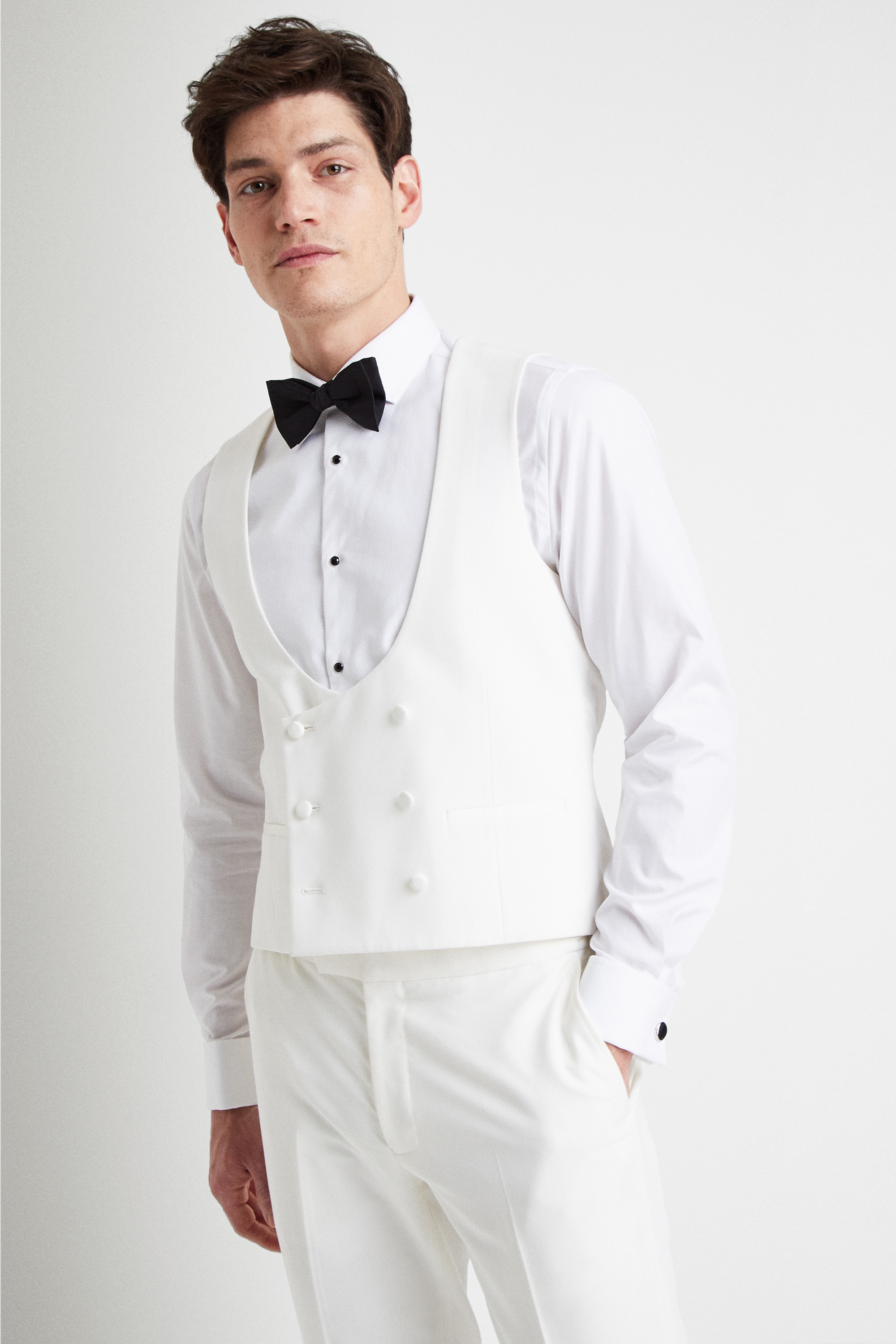 Slim Fit White Tuxedo Waistcoat | Buy Online at Moss