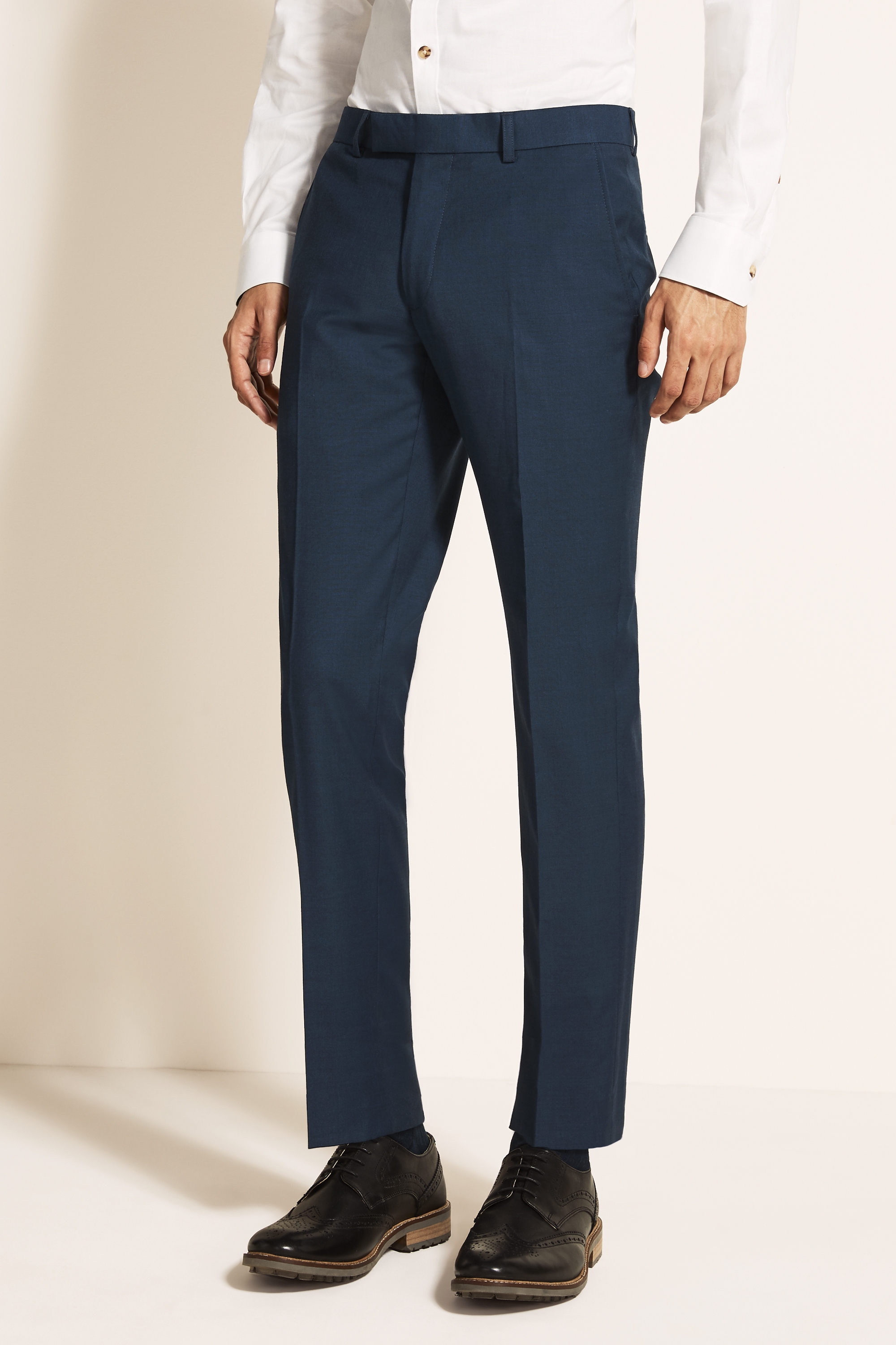 Slim Fit Blue Stretch Trousers | Buy Online at Moss