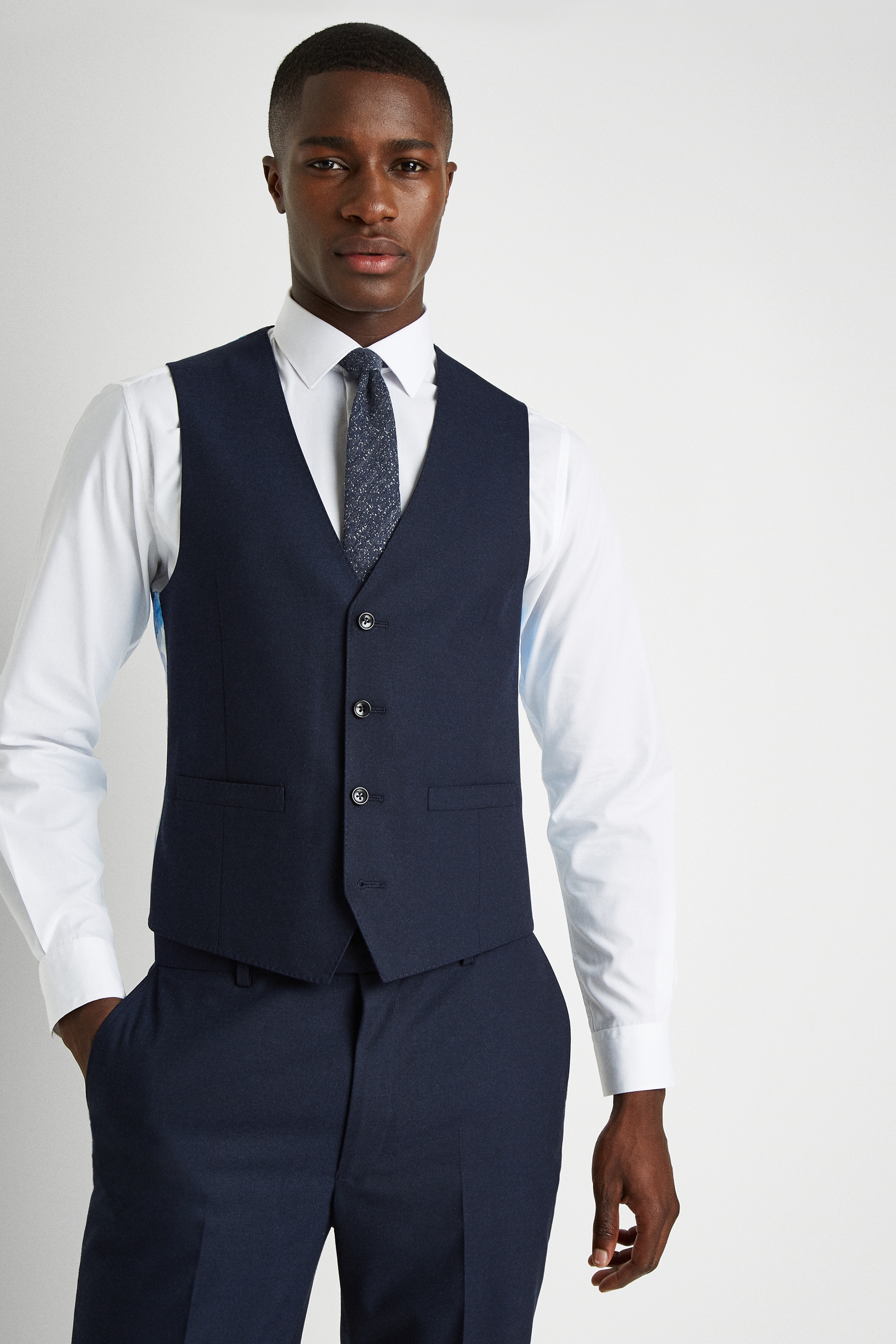 French Connection Slim Fit Navy Vest