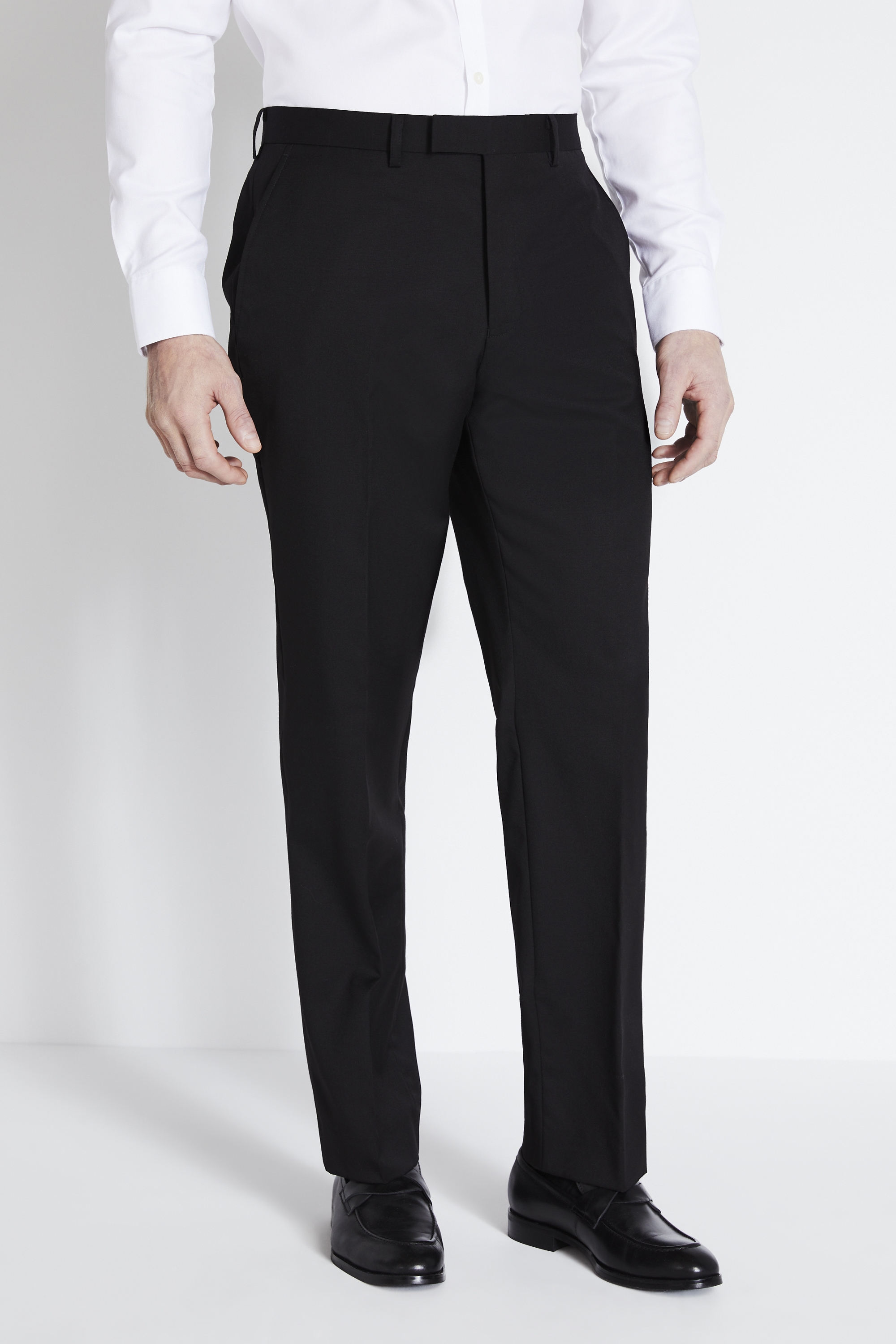 Regular Fit Black Twill Trousers | Buy Online at Moss