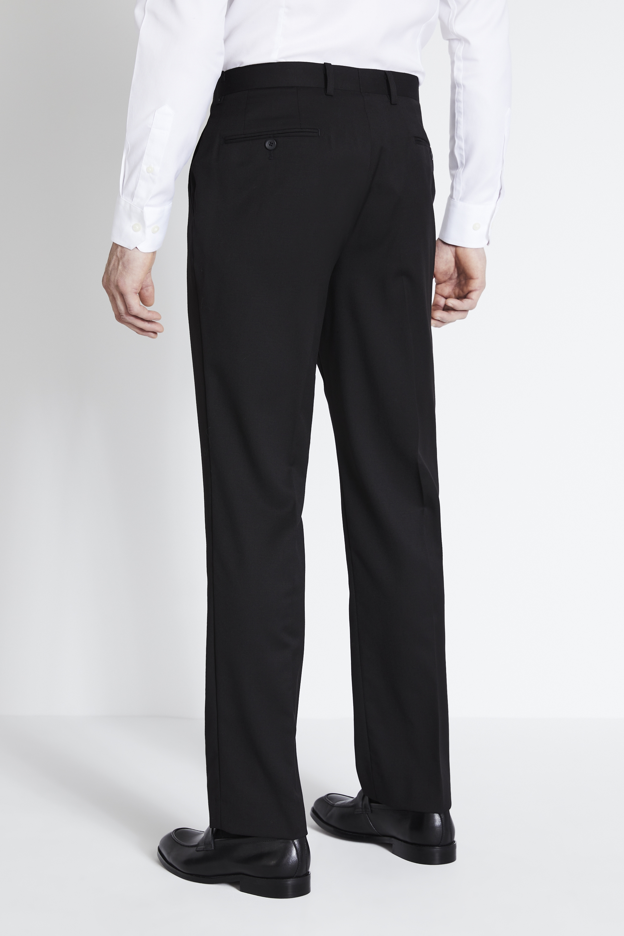 Regular Fit Black Twill Trousers | Buy Online at Moss