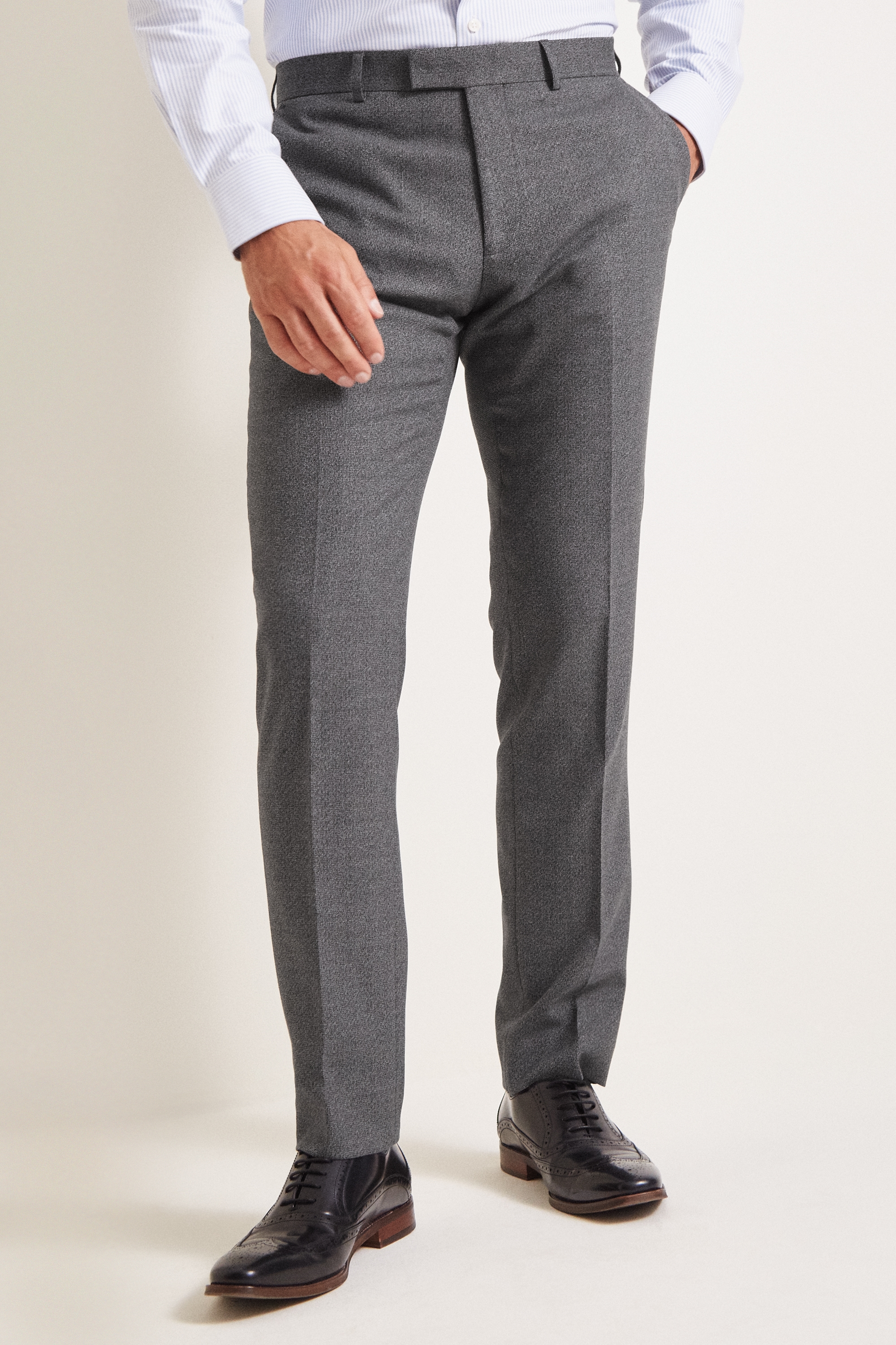 Moss 1851 Tailored Fit Grey Textured Trousers
