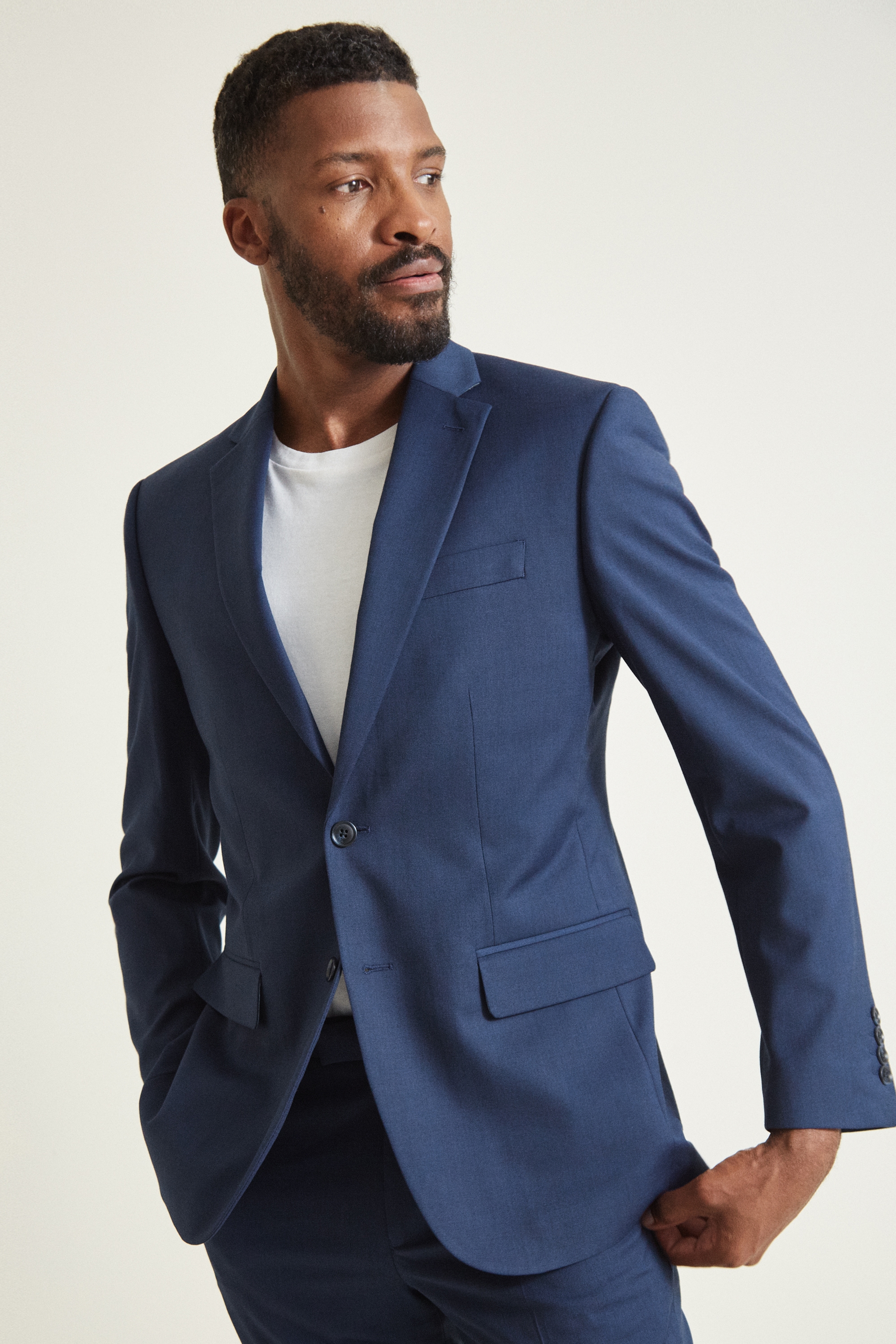 Moss 1851 Tailored Fit Indigo Sharkskin Jacket