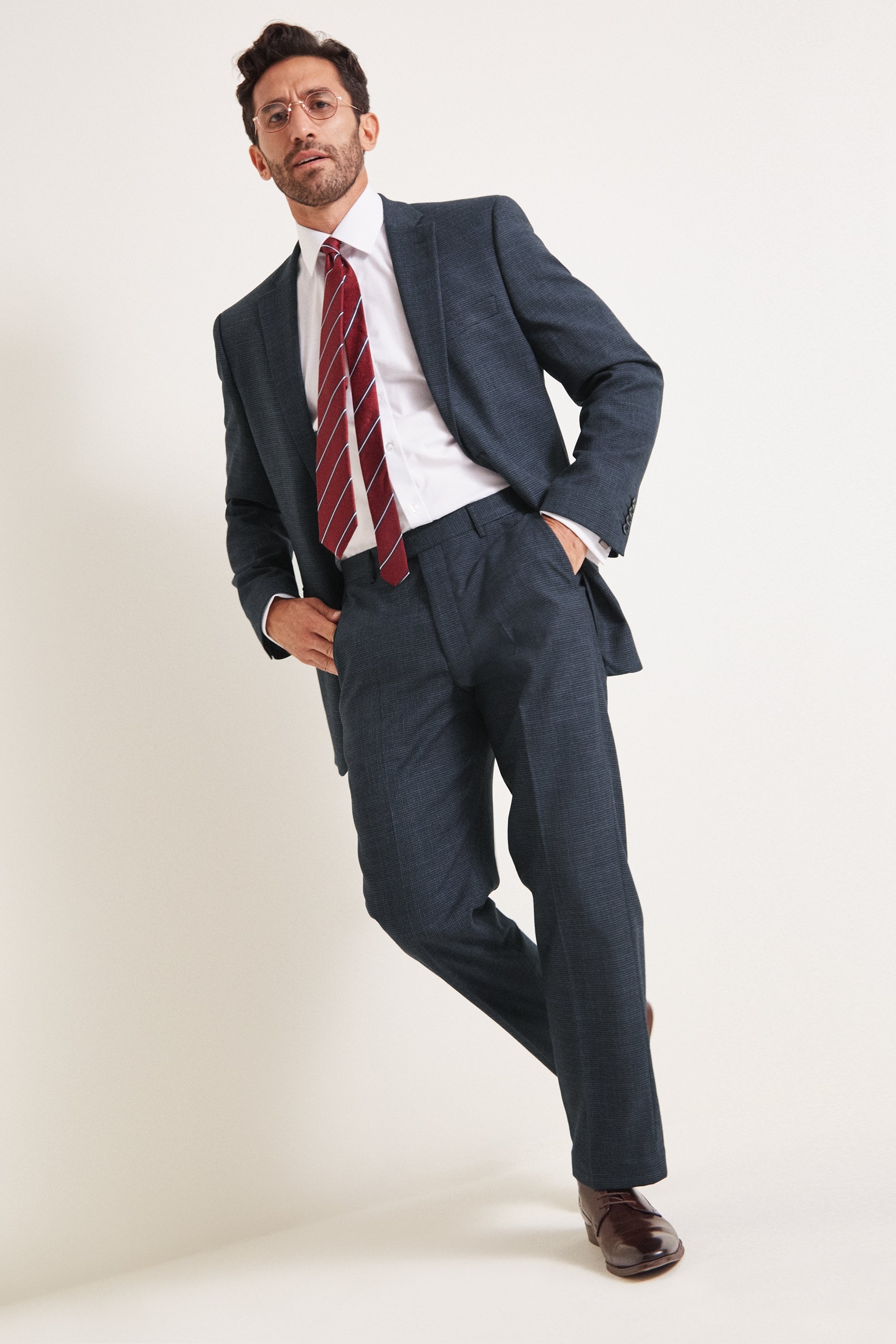 navy regular fit suit