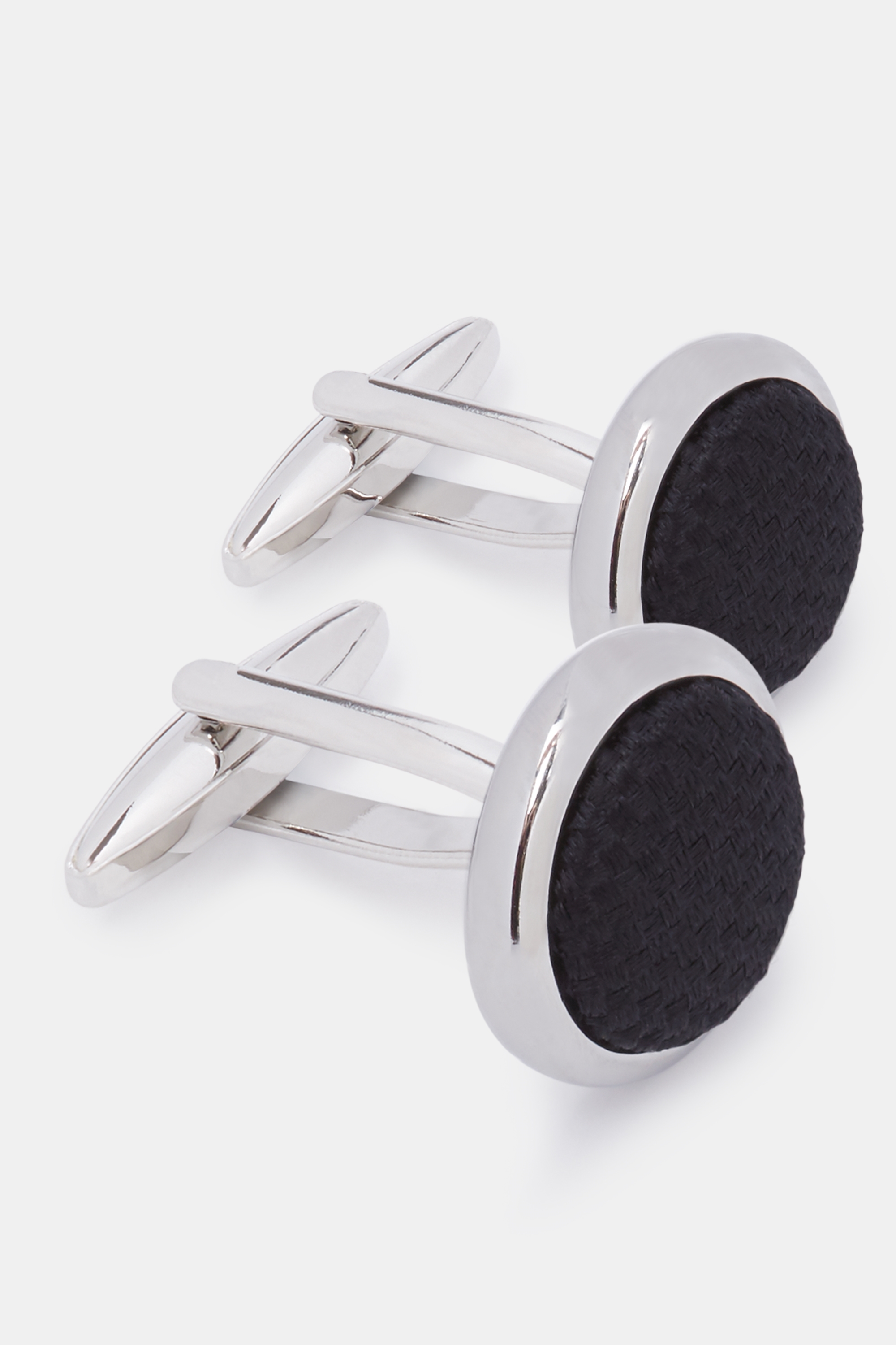 Silver with Black Silk Cufflink