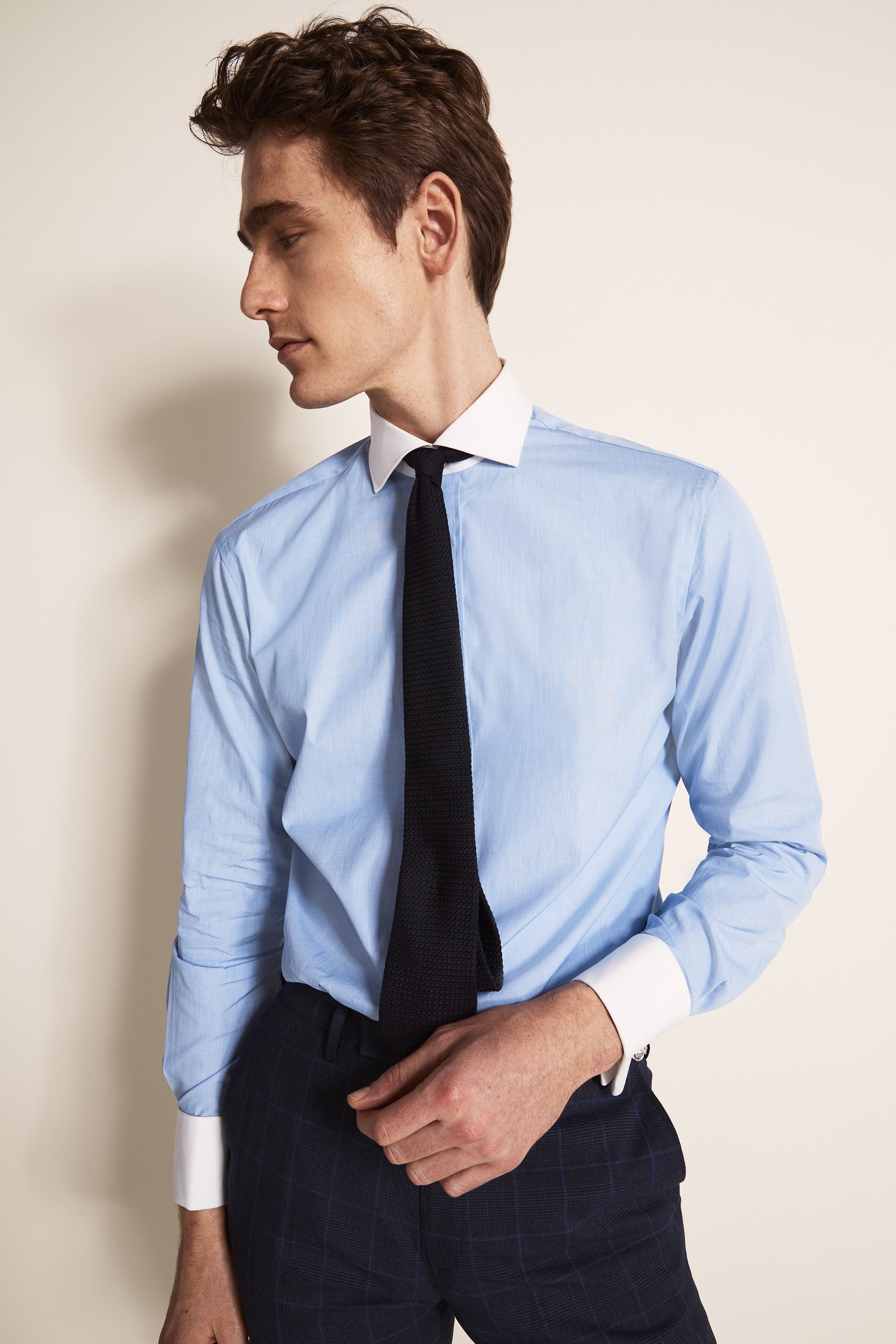 mens shirts contrast collar cuffs