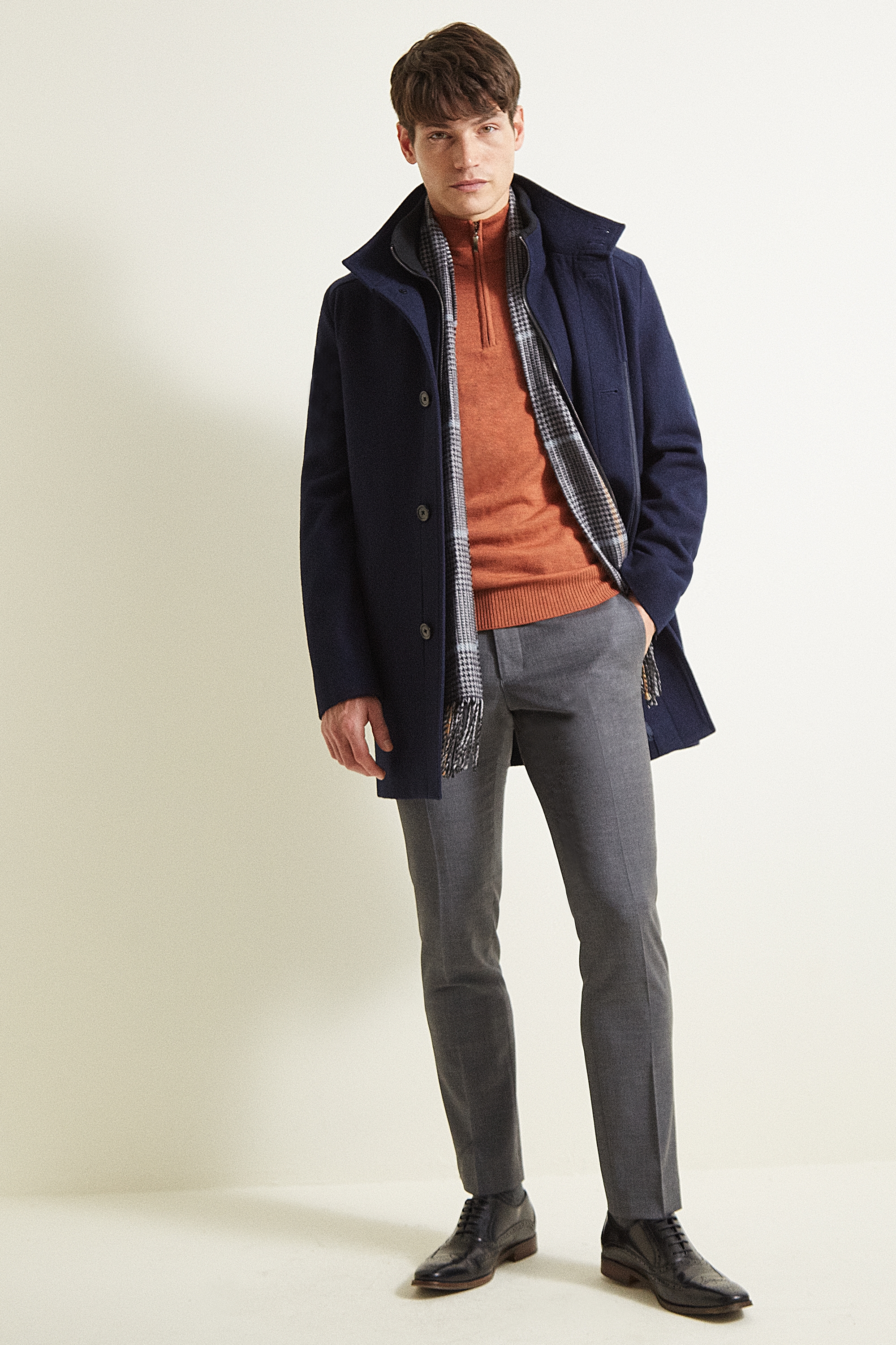 Moss 1851 Navy Wool Funnel Coat by Moss Bros Moss 1851 Navy Wool Funnel Coat by Moss Bros