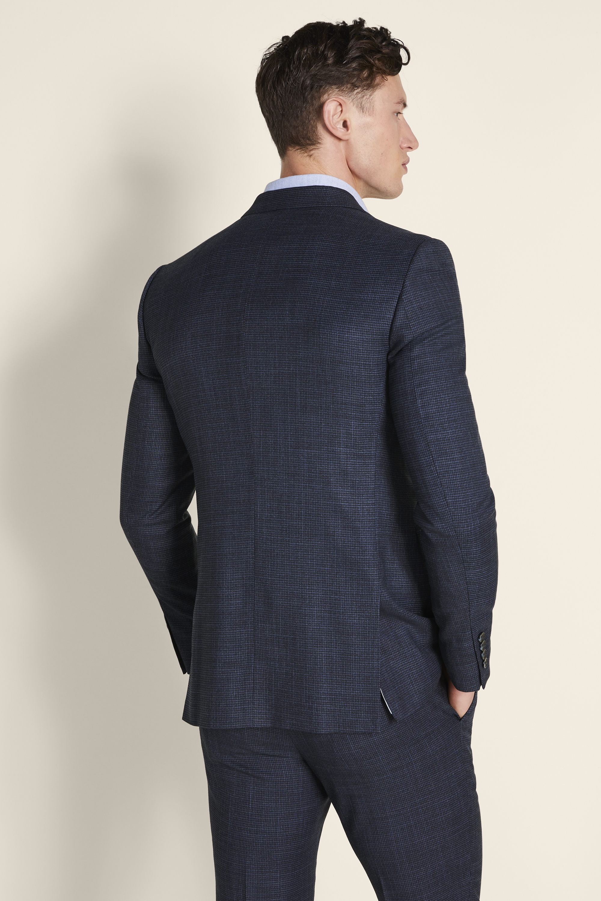 Slim Fit Navy Puppytooth Jacket