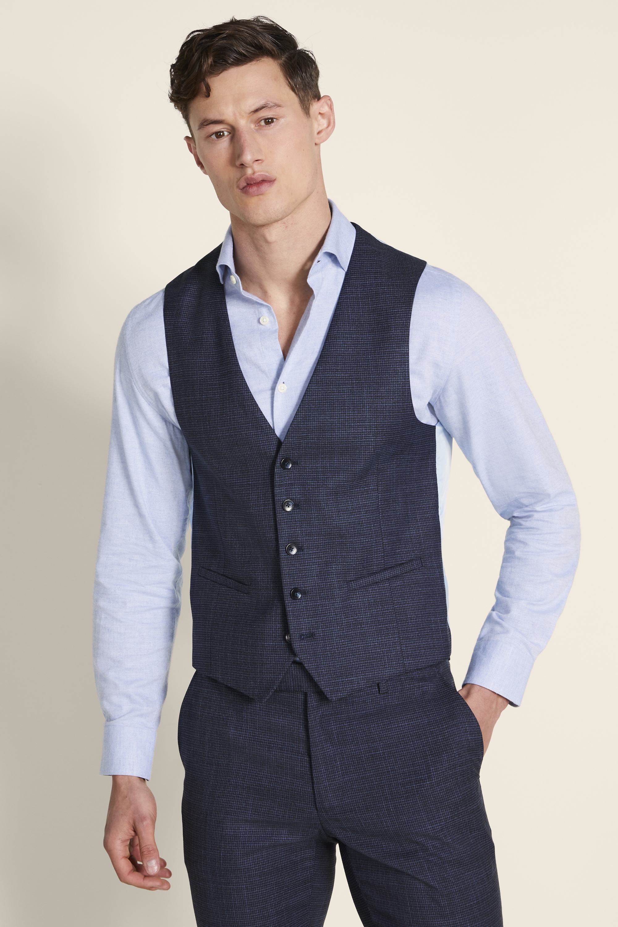 Slim Fit Navy Puppytooth Jacket