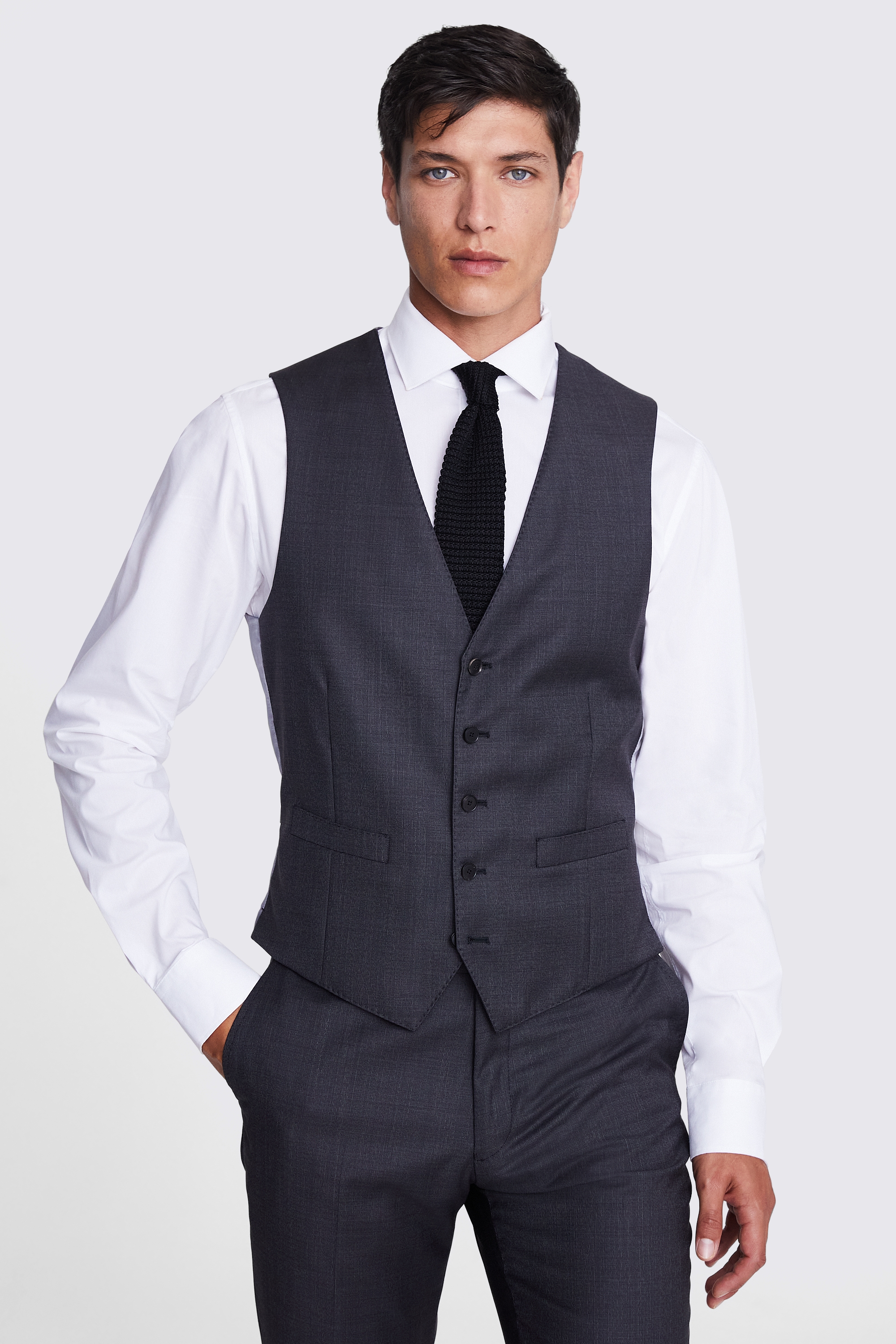 Tailored Fit Charcoal Waistcoat | Buy Online at Moss