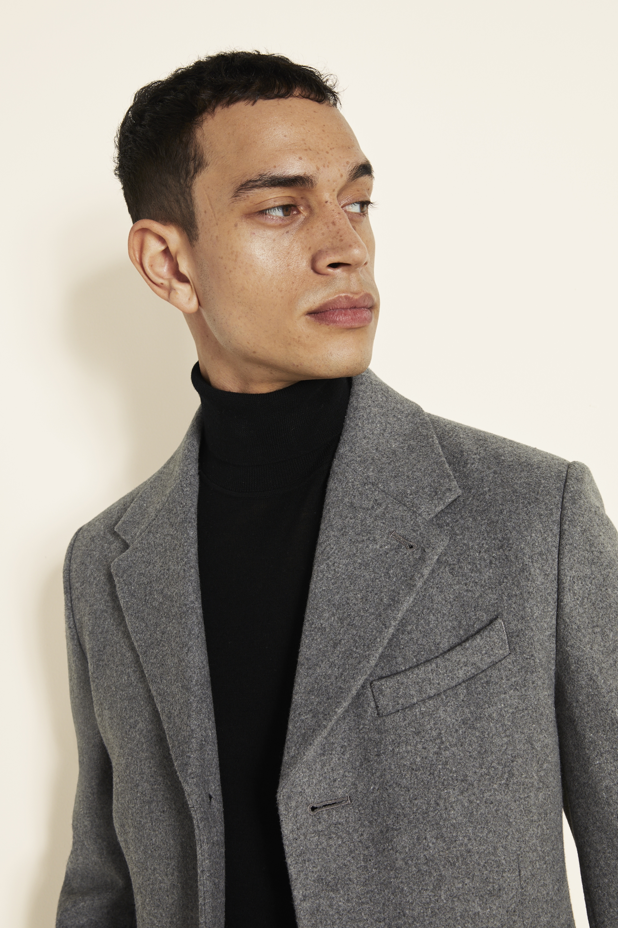 Slim Fit Light Grey Overcoat
