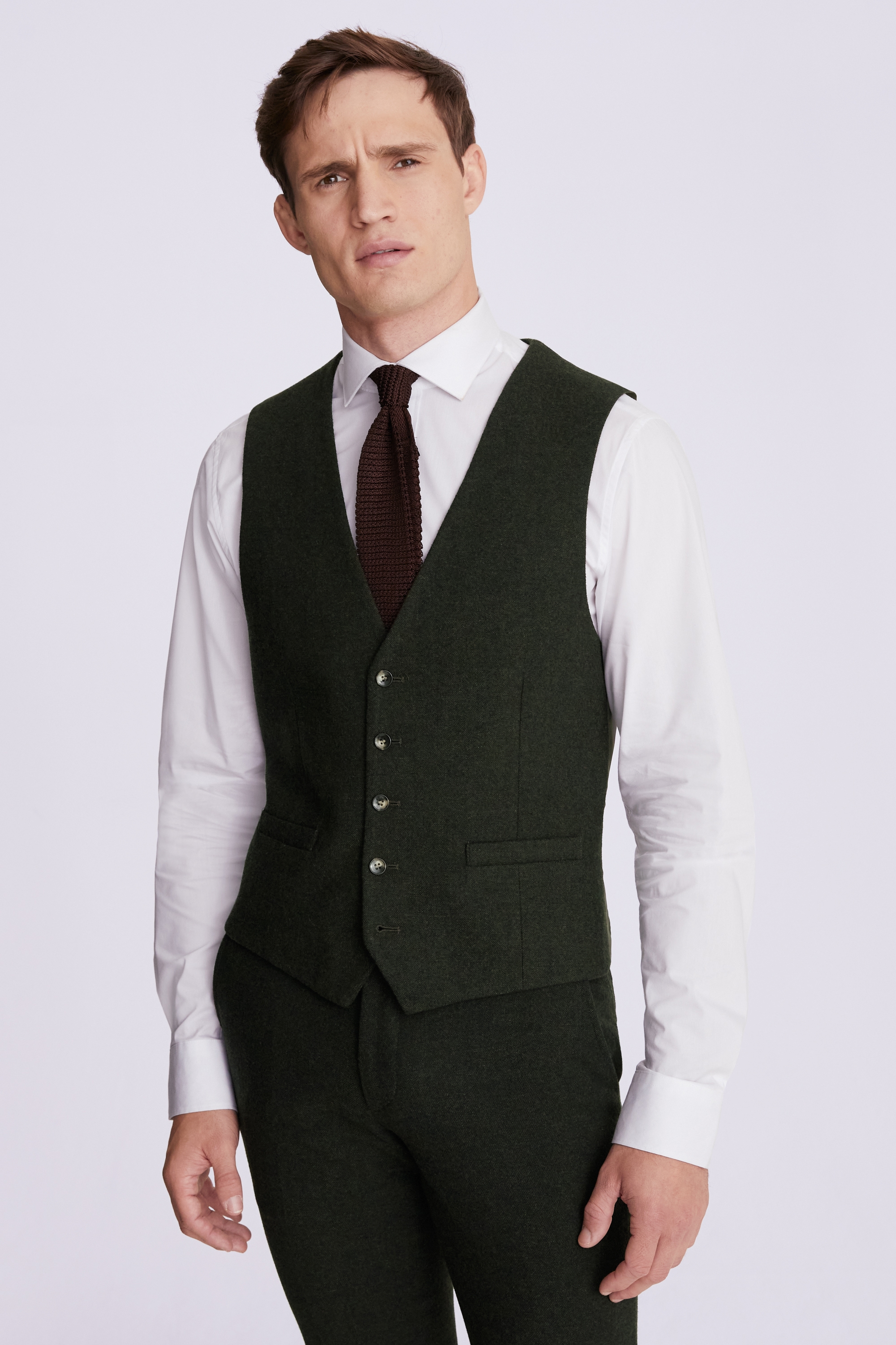 Slim Fit Khaki Donegal Waistcoat | Buy Online at Moss