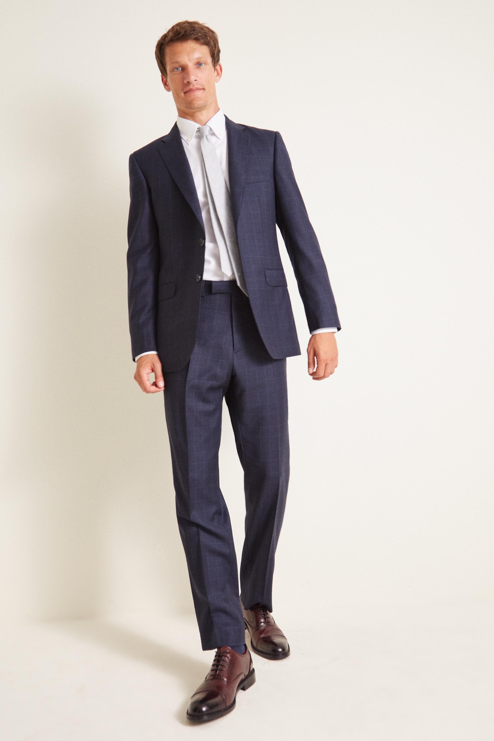 Regular Fit Navy Check Suit