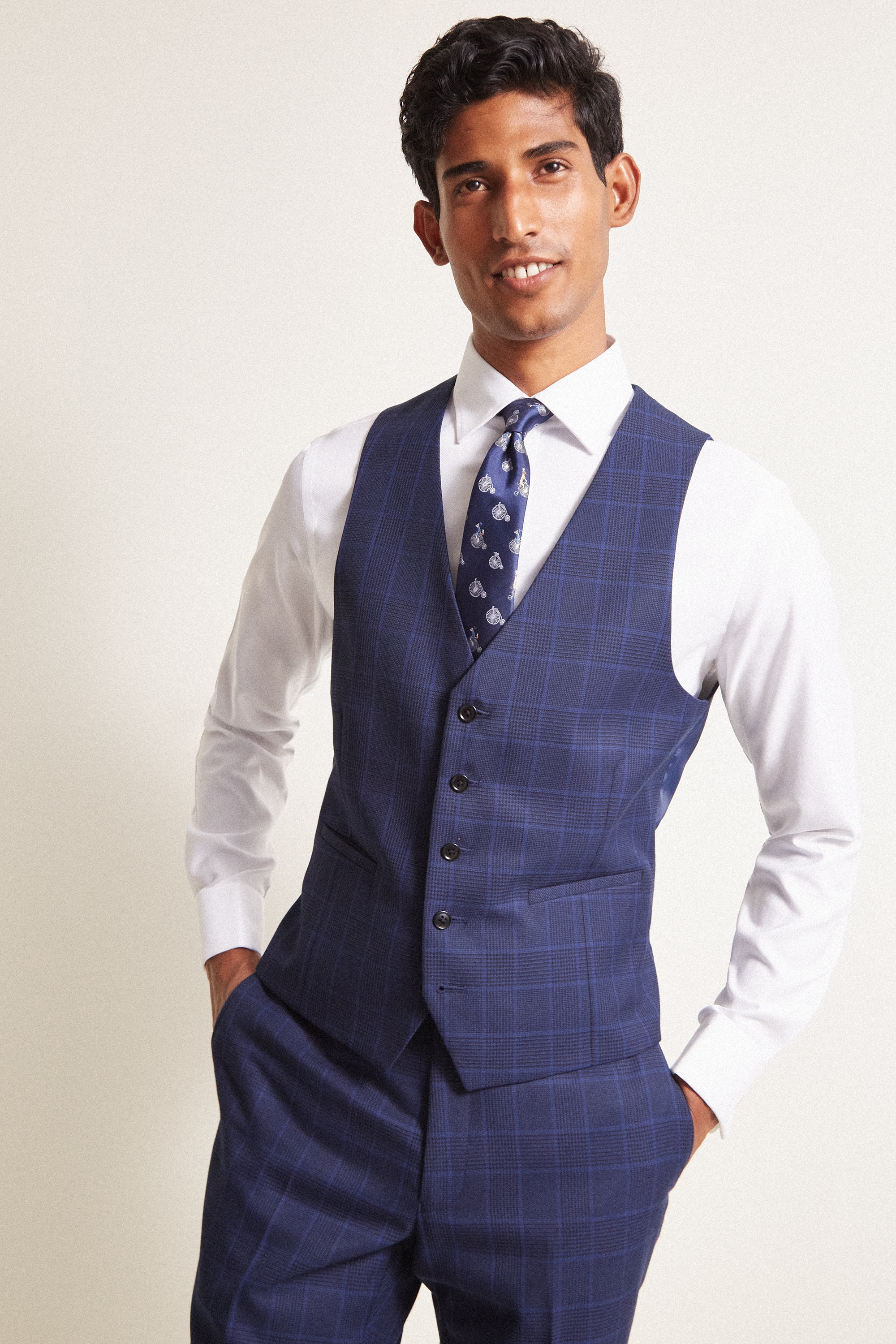 Slim Fit eco Blue Check Suit