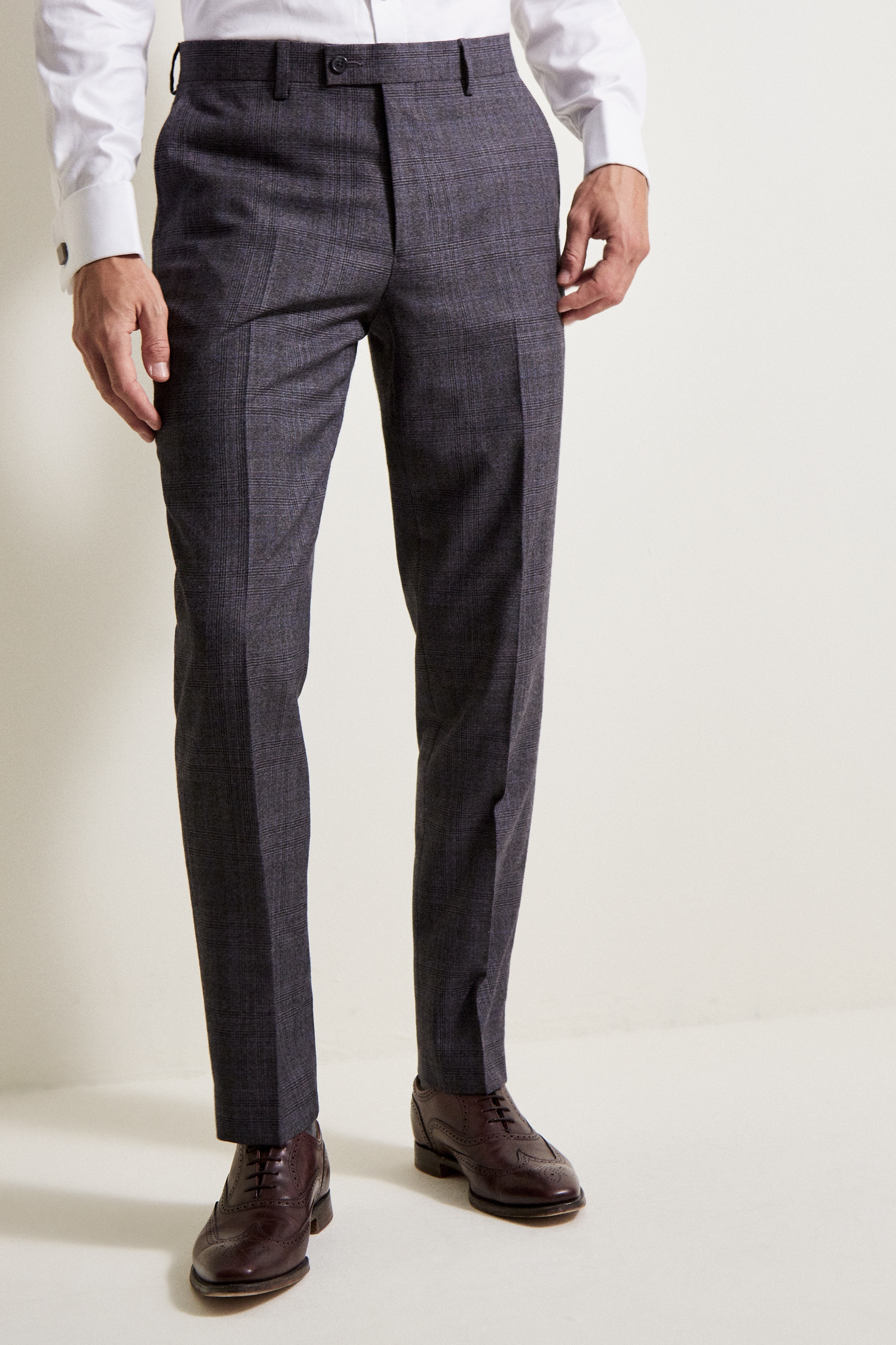 Ted Baker Tailored Fit Grey Lilac Check Trousers