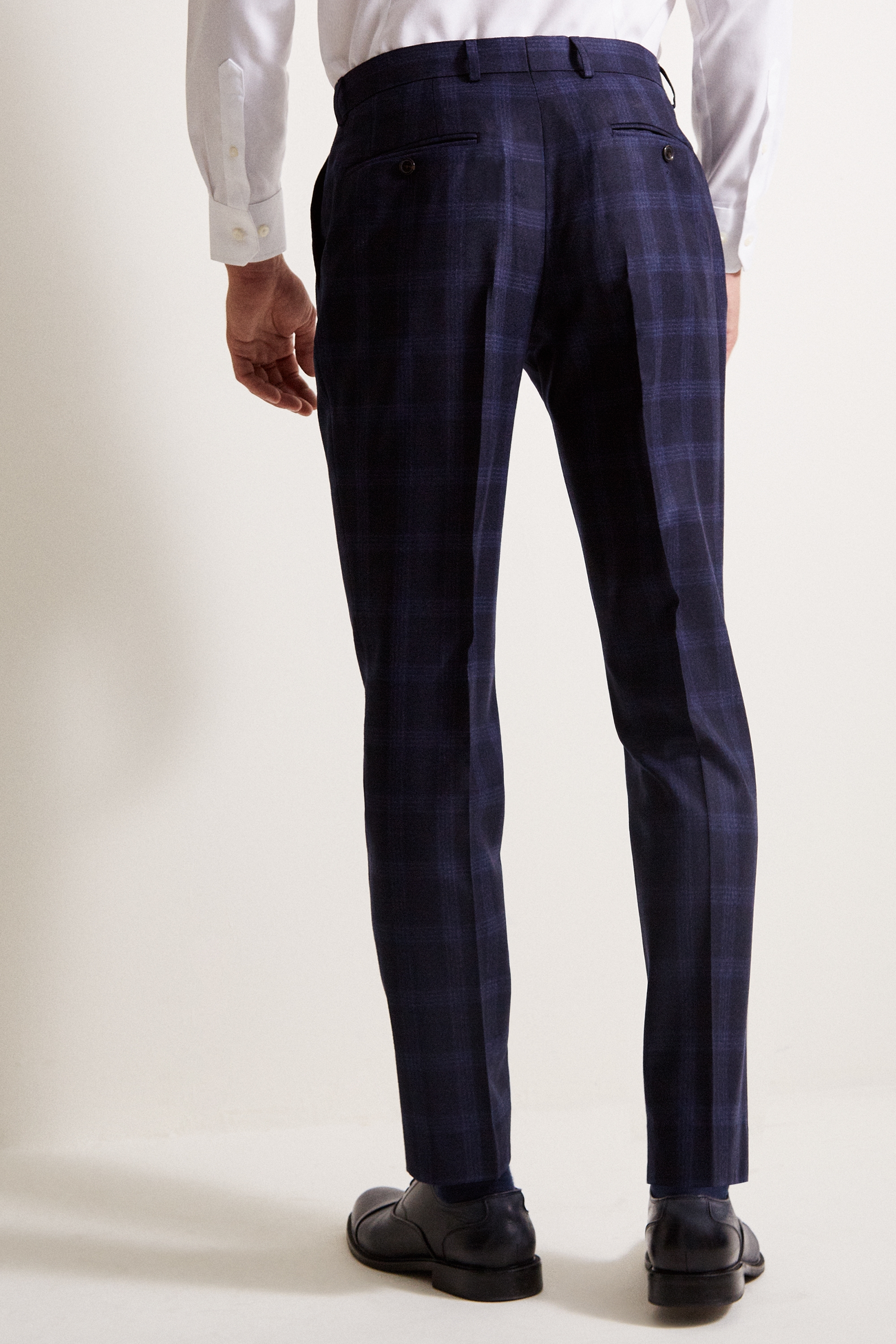 Tailored Fit Blue Check Trousers